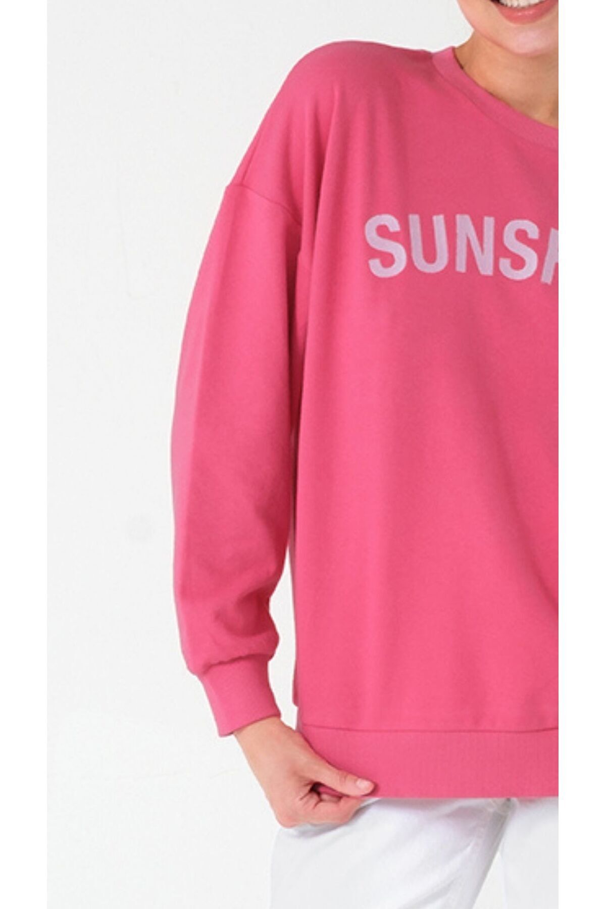 KADIN SUNSHINE BASKILI SWEATSHİRT-PEMBE