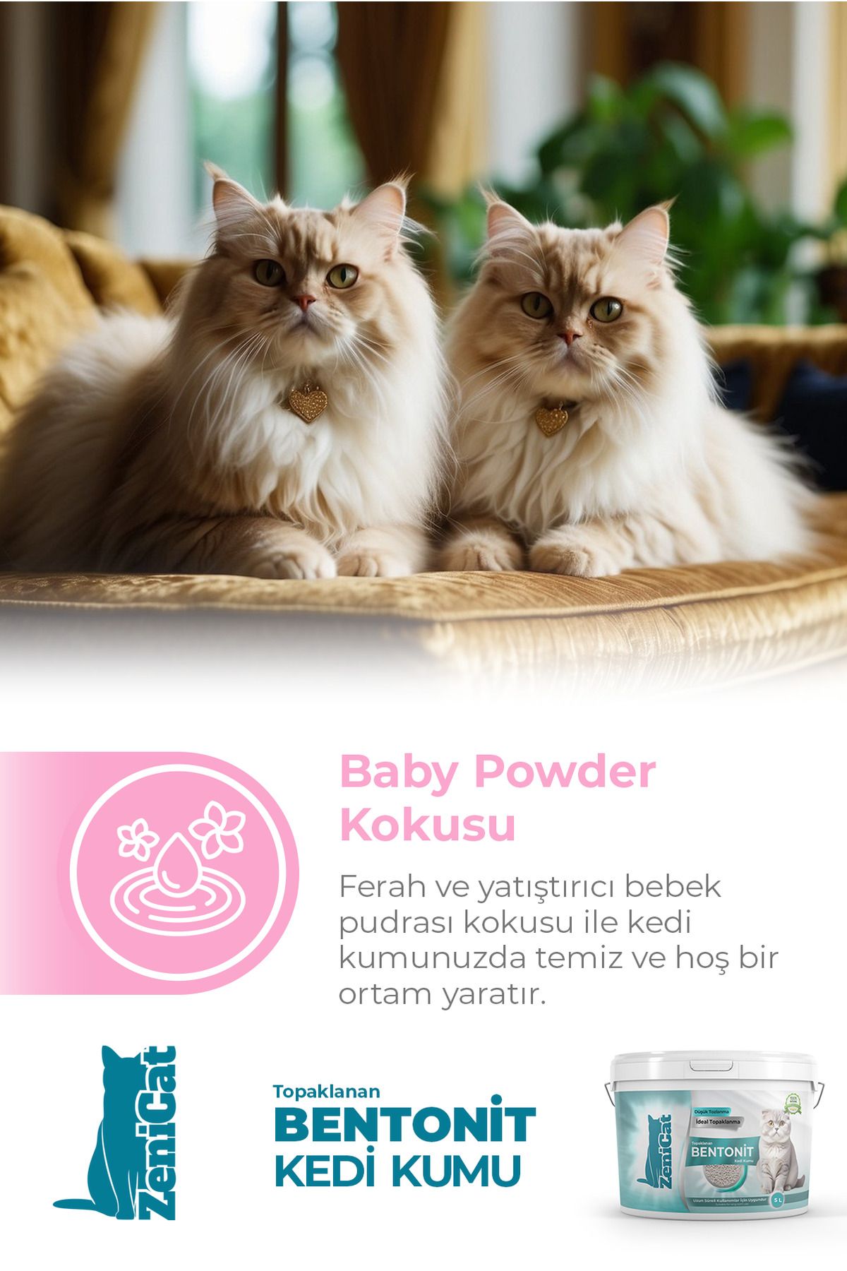 Kedi Kumu Ince Taneli Kokusuz Doğal Bentonit 5 Lt