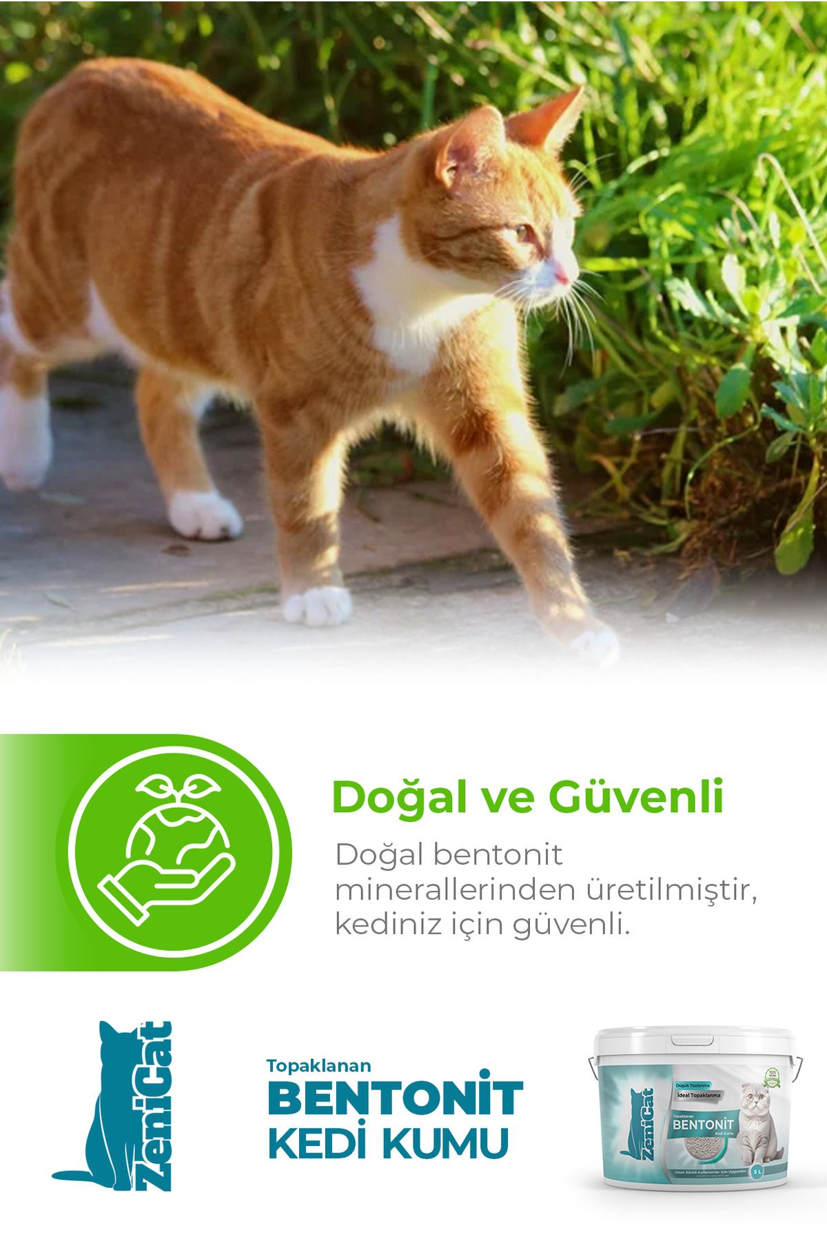 Kedi Kumu Ince Taneli Kokusuz Doğal Bentonit 5 Lt