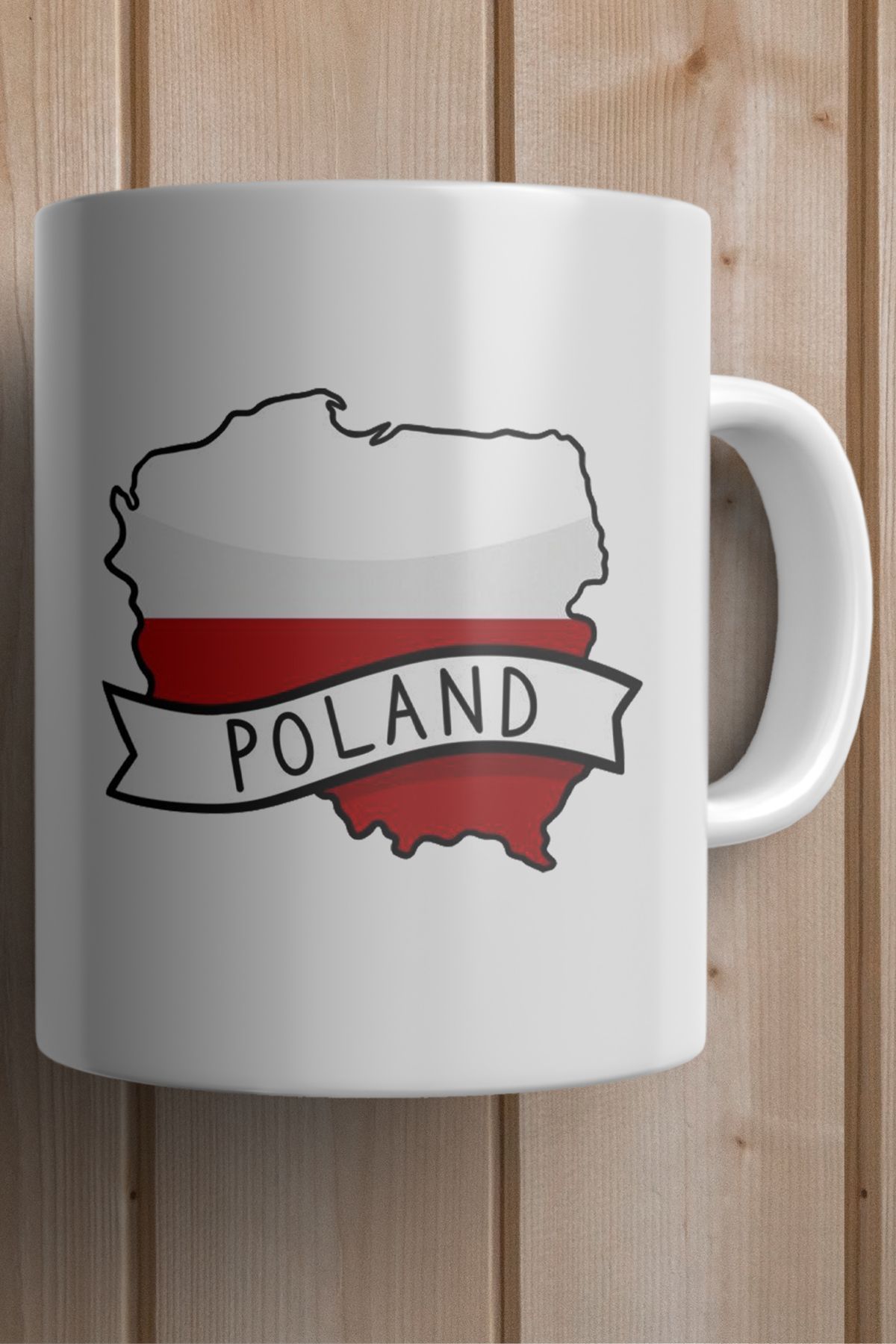 Poland- Polonya Bayrağı Harita Baskılı Kupa Bardak