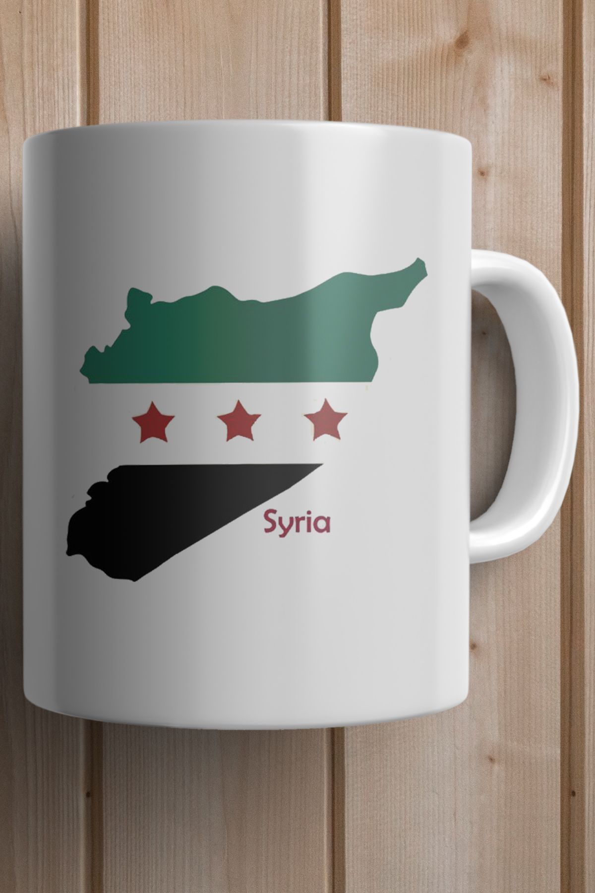 Syria- Suriye Bayrağı Harita Baskılı Kupa Bardak