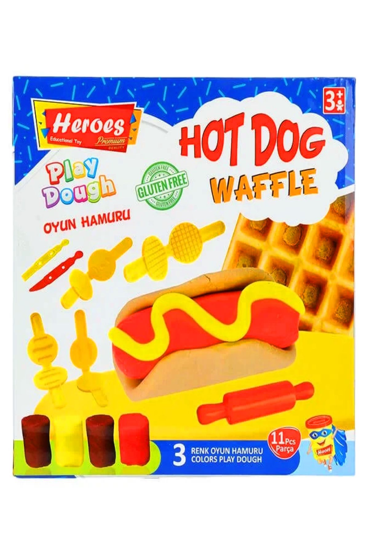 2'li waffle ve hot dog sosisli Oyun Hamuru Seti