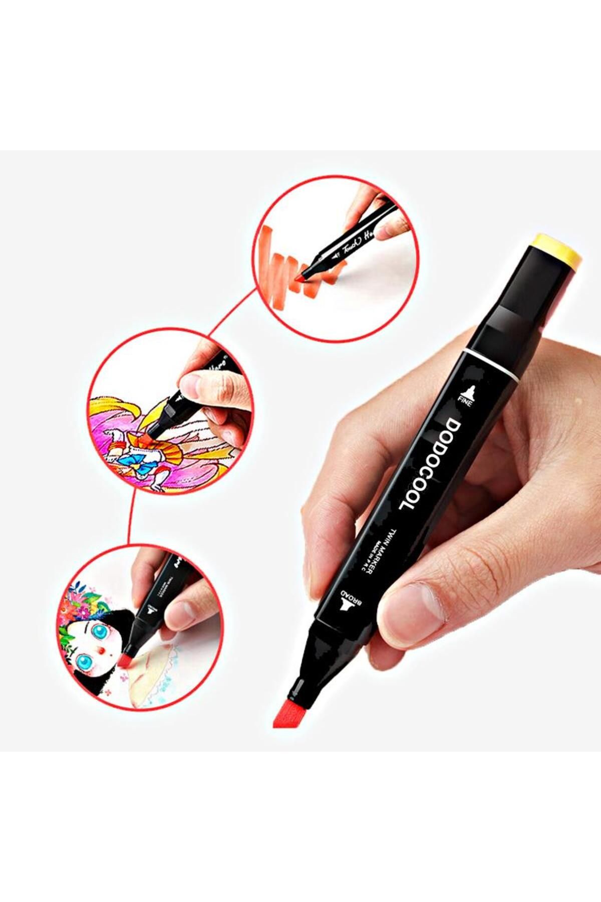 60’lı Çift Uçlu Touch Marker Art Tasarım Kalem Seti Çanta Taşınabilir Ithal Ürün