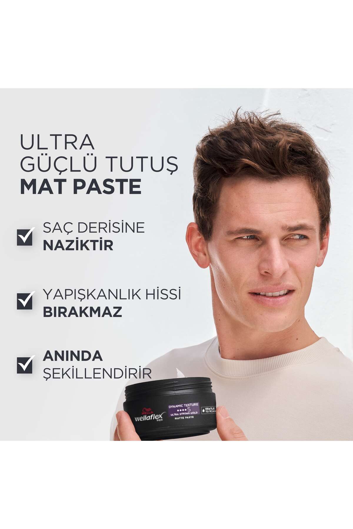 Wellaflex Men Dynamic Texture Dinamik Doku Mat Paste Ultra Strong Hold - 75 ml