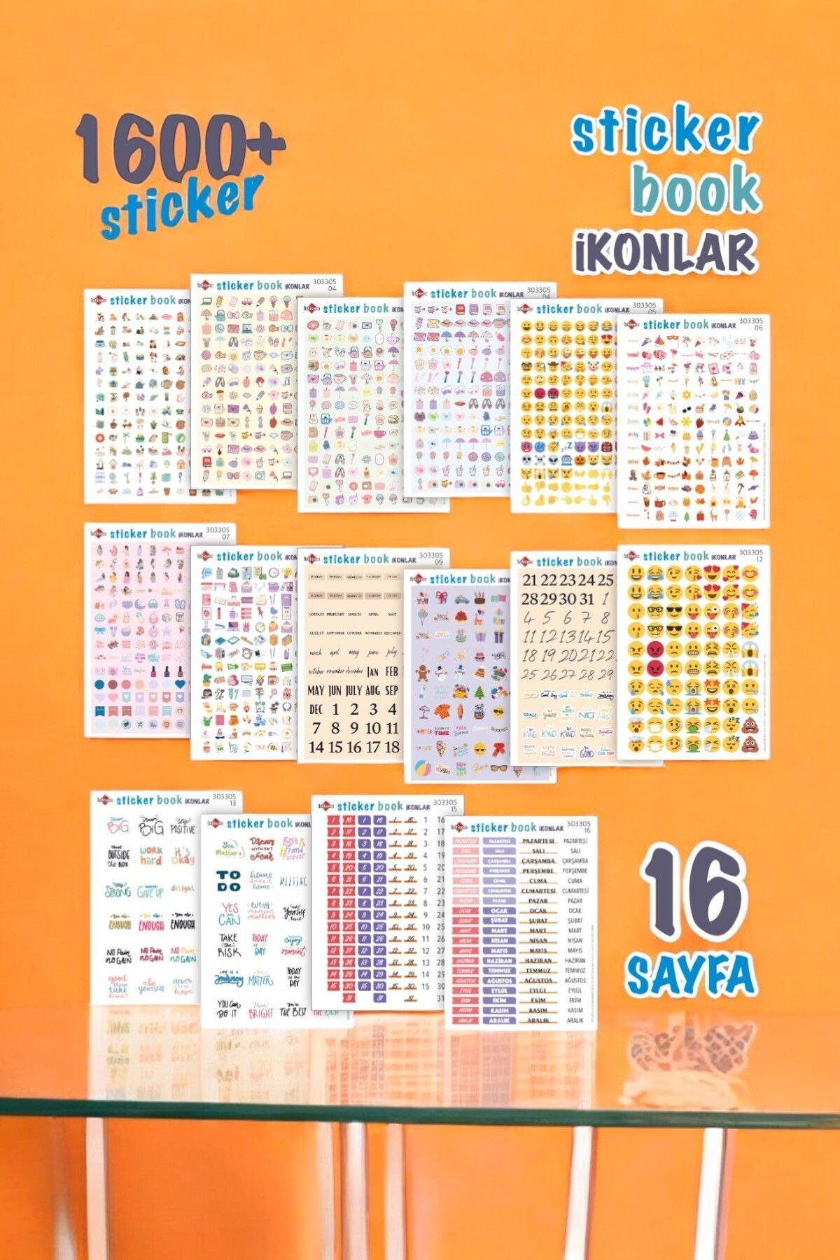 1600 Ikonlar Emoji Sticker Book Ajanda Bullet Journal Laptop Telefon Bavul Etiket Defteri Kitabı