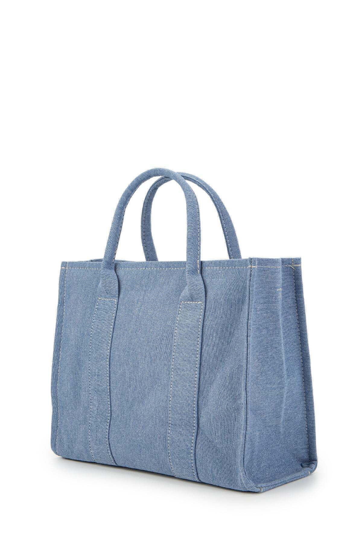 Kadın Uzun Askılı Kanvas Kumaş Tote Bag Çapraz Çanta Denim CEZEKA