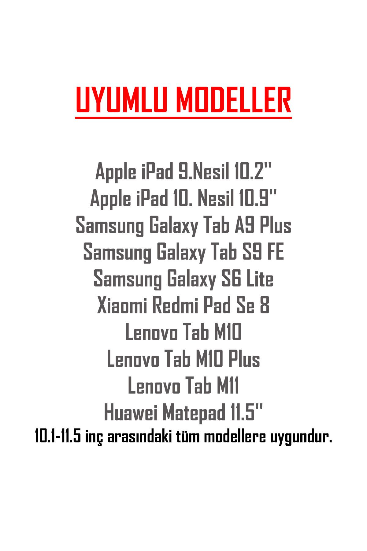 10.1/10.2/10.9/11/11.5 inç Uyumlu Apple-Samsung-Huawei-Lenovo-Xiaomi-Honor Tablet Kılıfı Çantası