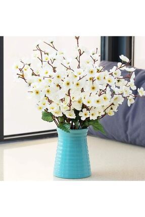 Yasimayapay 1 Adet 9 Dallı Bahar Çiçeği 35cm Beyaz Ev Vazo Dekor Süsü Image 0