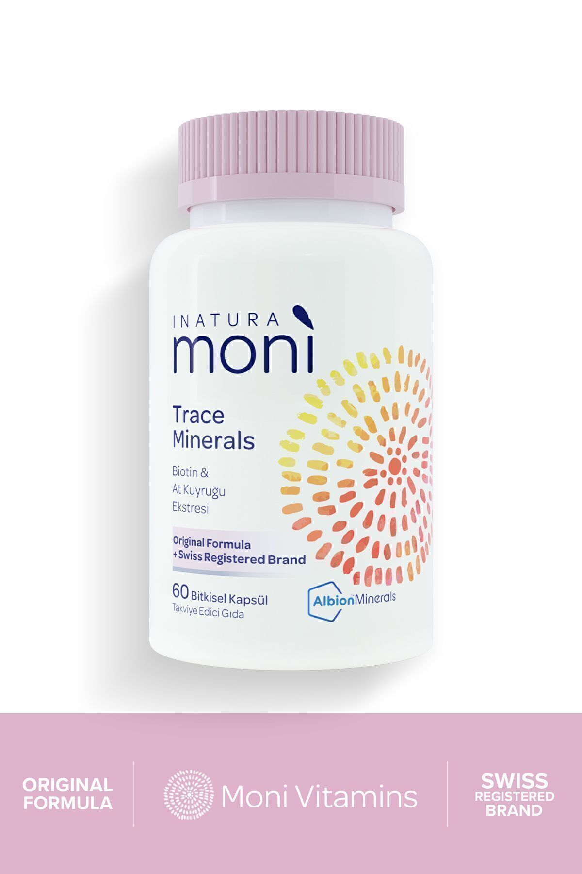 Moni Trace Minerals Biotin 5000, Krom, Çinko, Selenyum, At Kuyruğu Multivitamin 60 Vegan Kapsül