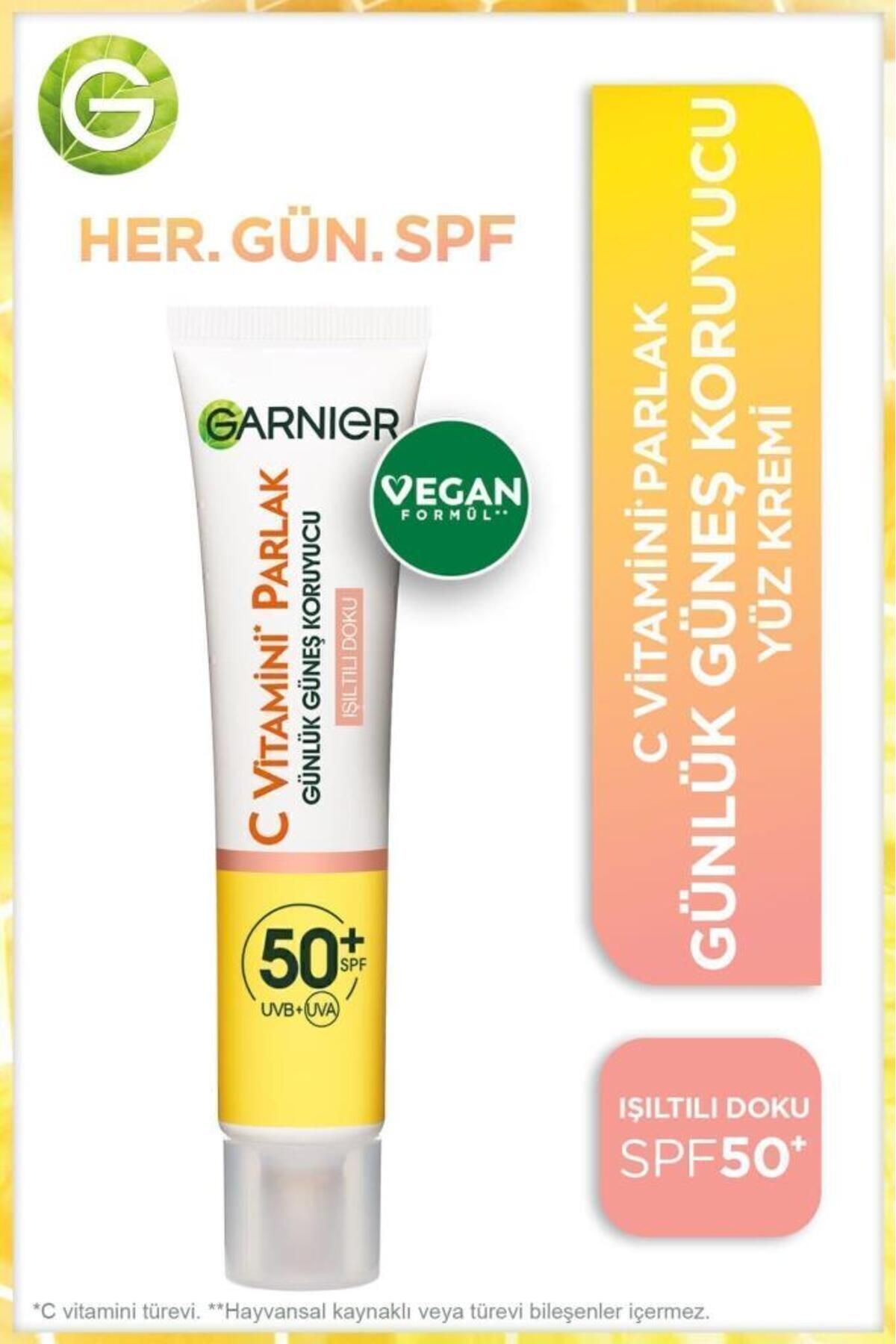 C Vitamini Parlak Günlük Uv Güneş Yüz Kremi Spf50 Işıltılı Doku 40ml +Kapitone Makyaj Çantası