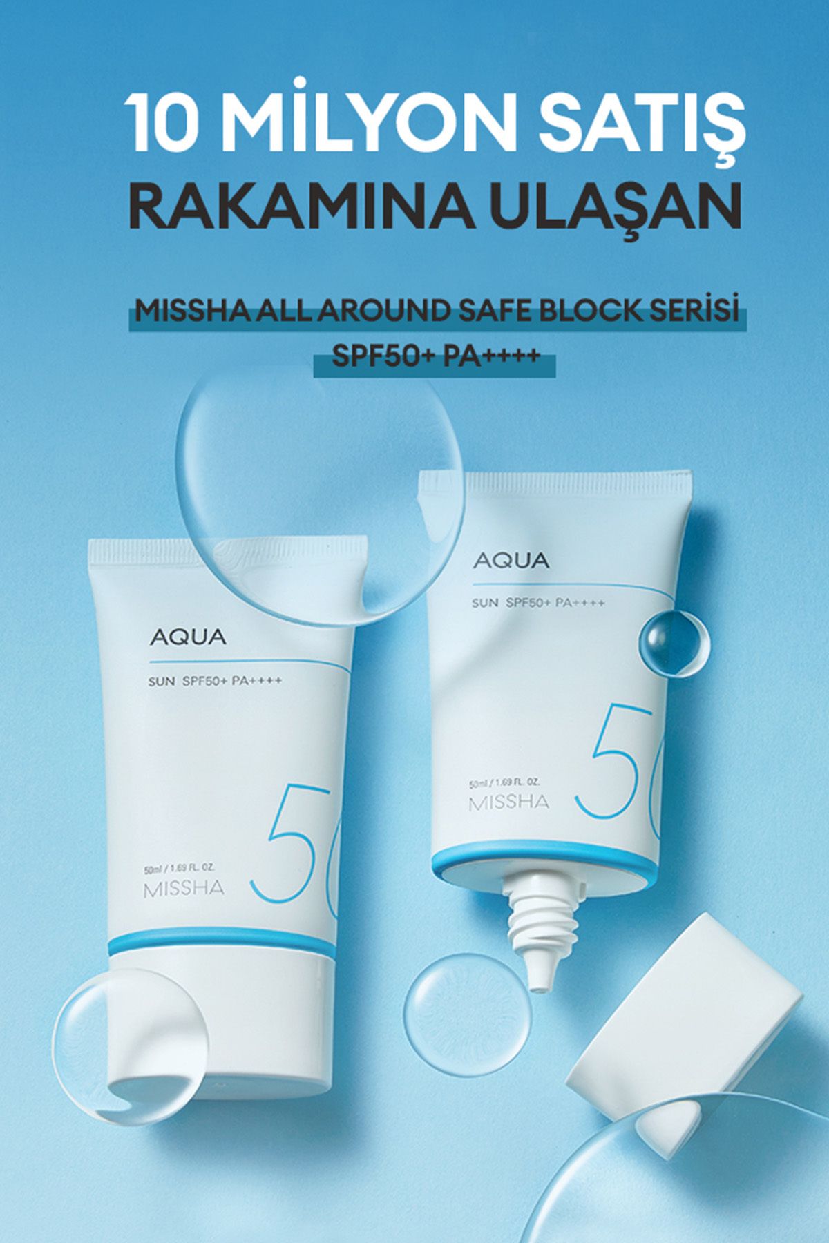 Su Bazlı Güneş Koruyucu Nemlendirici Jel All Around Safe Block Aqua Sun Gel SPF50+/PA++++ (50ml)