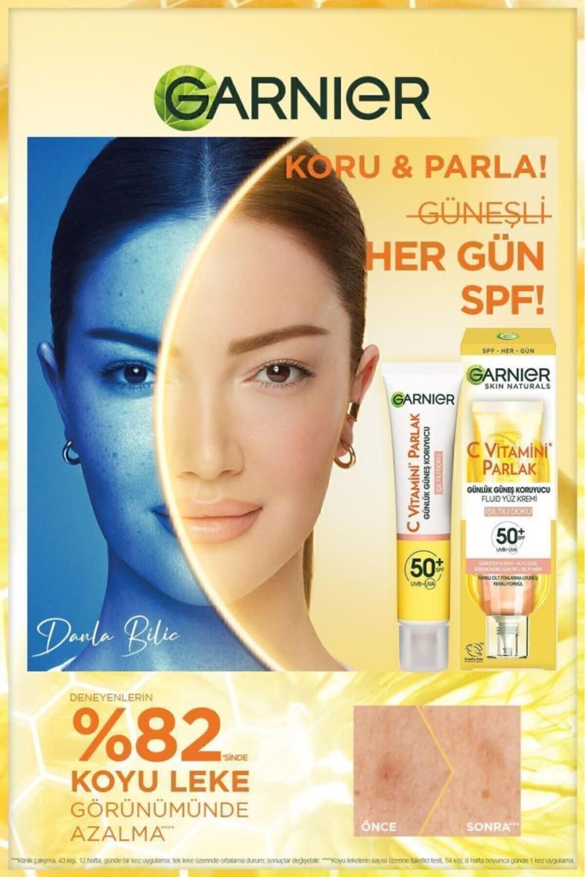 C Vitamini Parlak Günlük Uv Güneş Yüz Kremi Spf50 Işıltılı Doku 40ml +Kapitone Makyaj Çantası