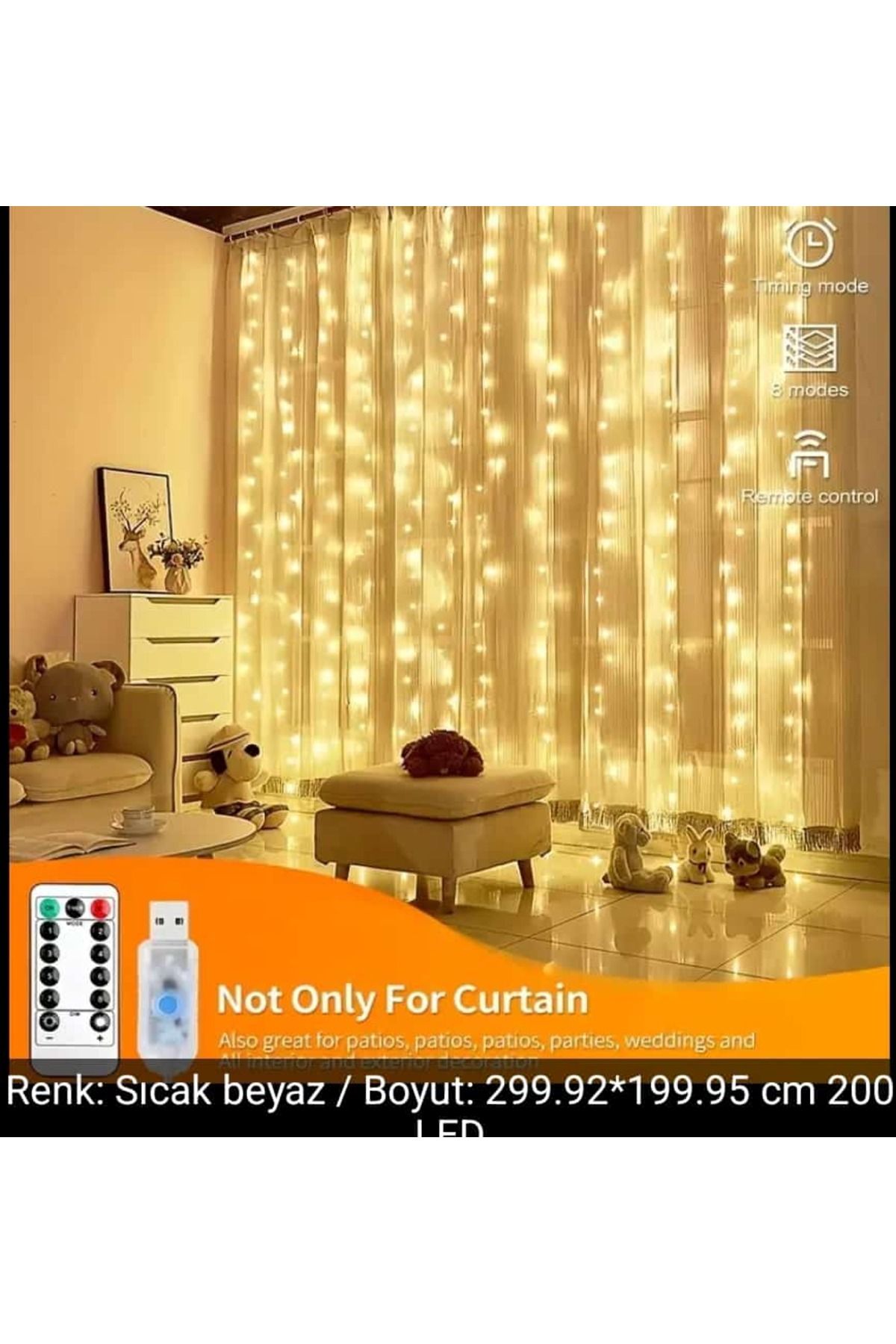 ÇEÇEN HOME 1 adet LED PerdeIşıkları Uzaktan K...