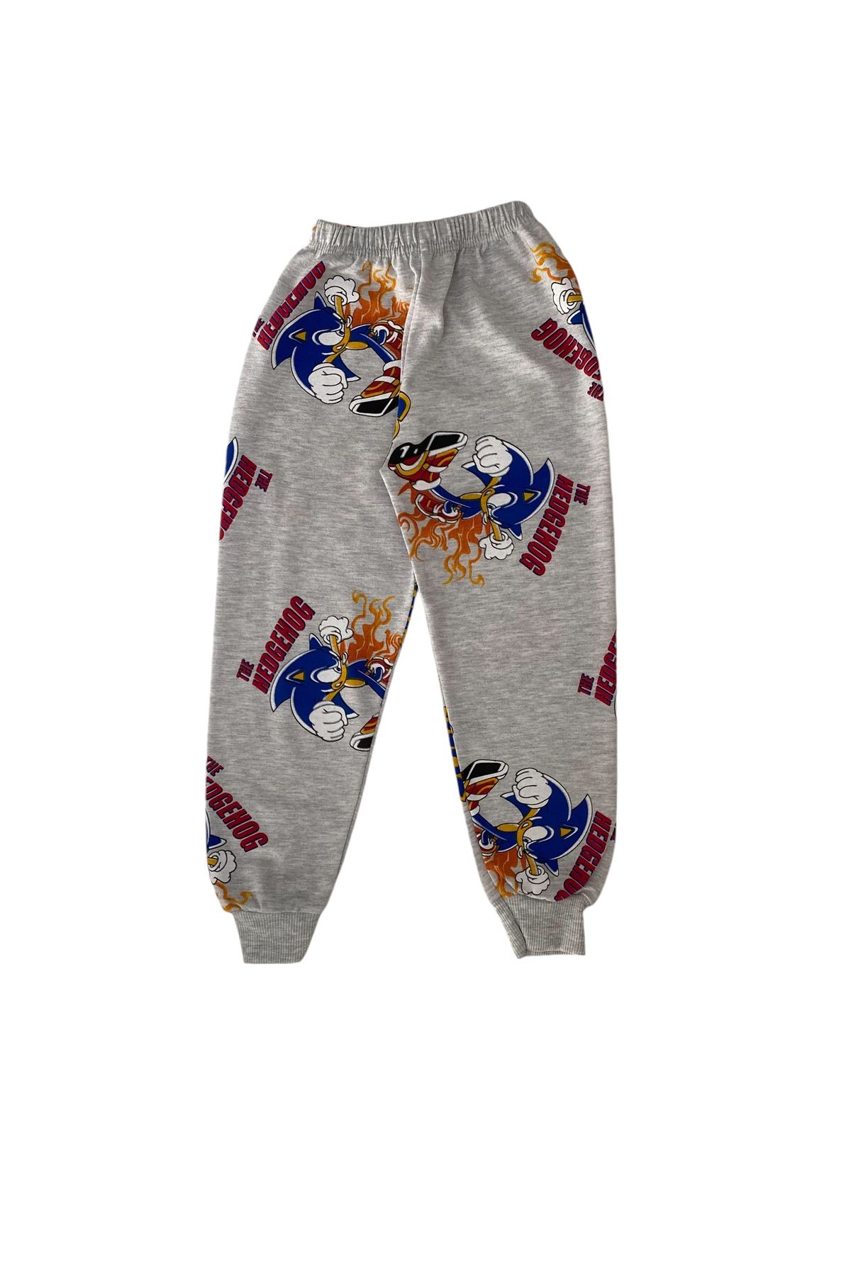 Erkek Çocuk Pamuklu Gri Sonic Figürlü Pijama Takımı