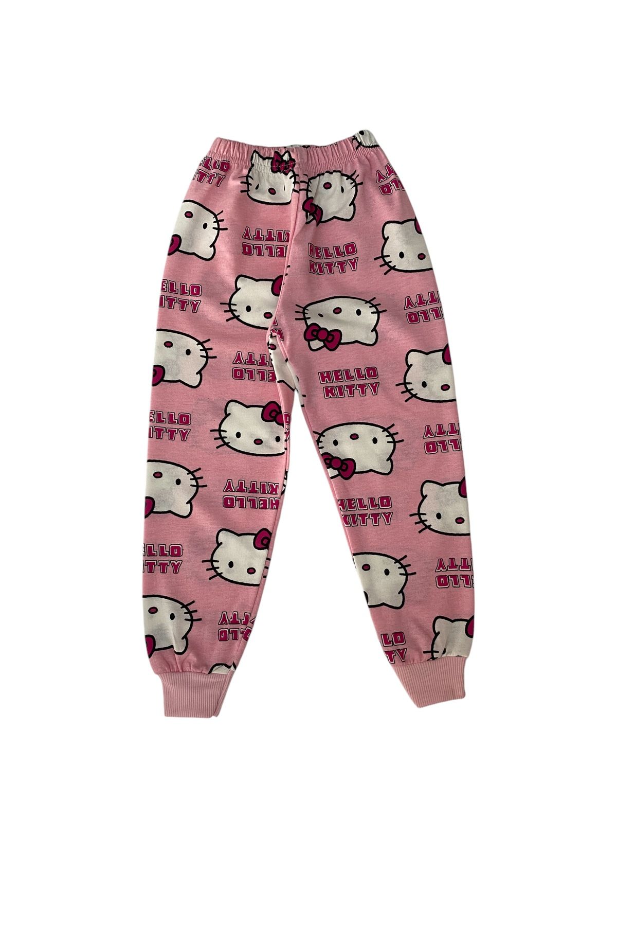 Kız Çocuk Pamuklu Pembe Hello Kitty Desen Pijama Takımı