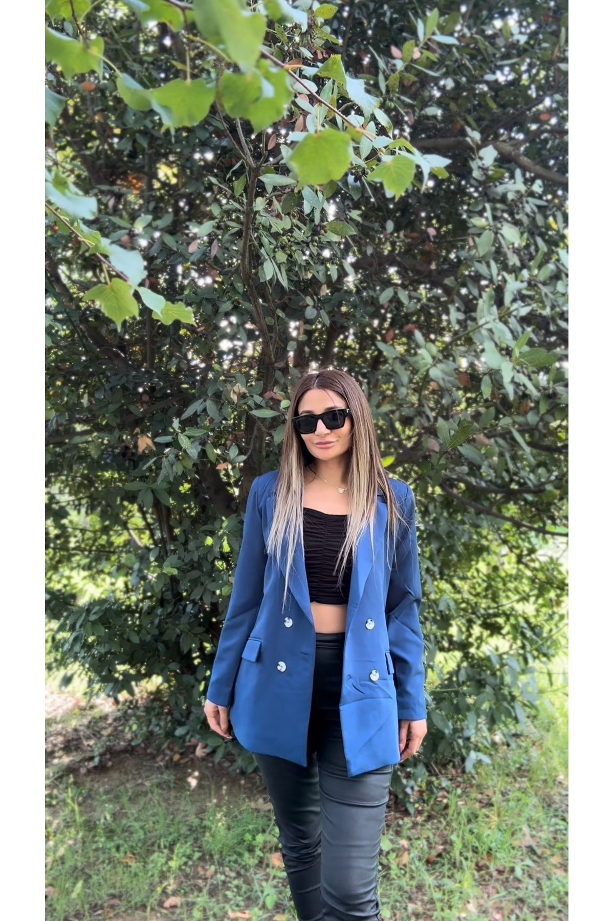 Lacivert Oversize Astarlı Blazer Ceket