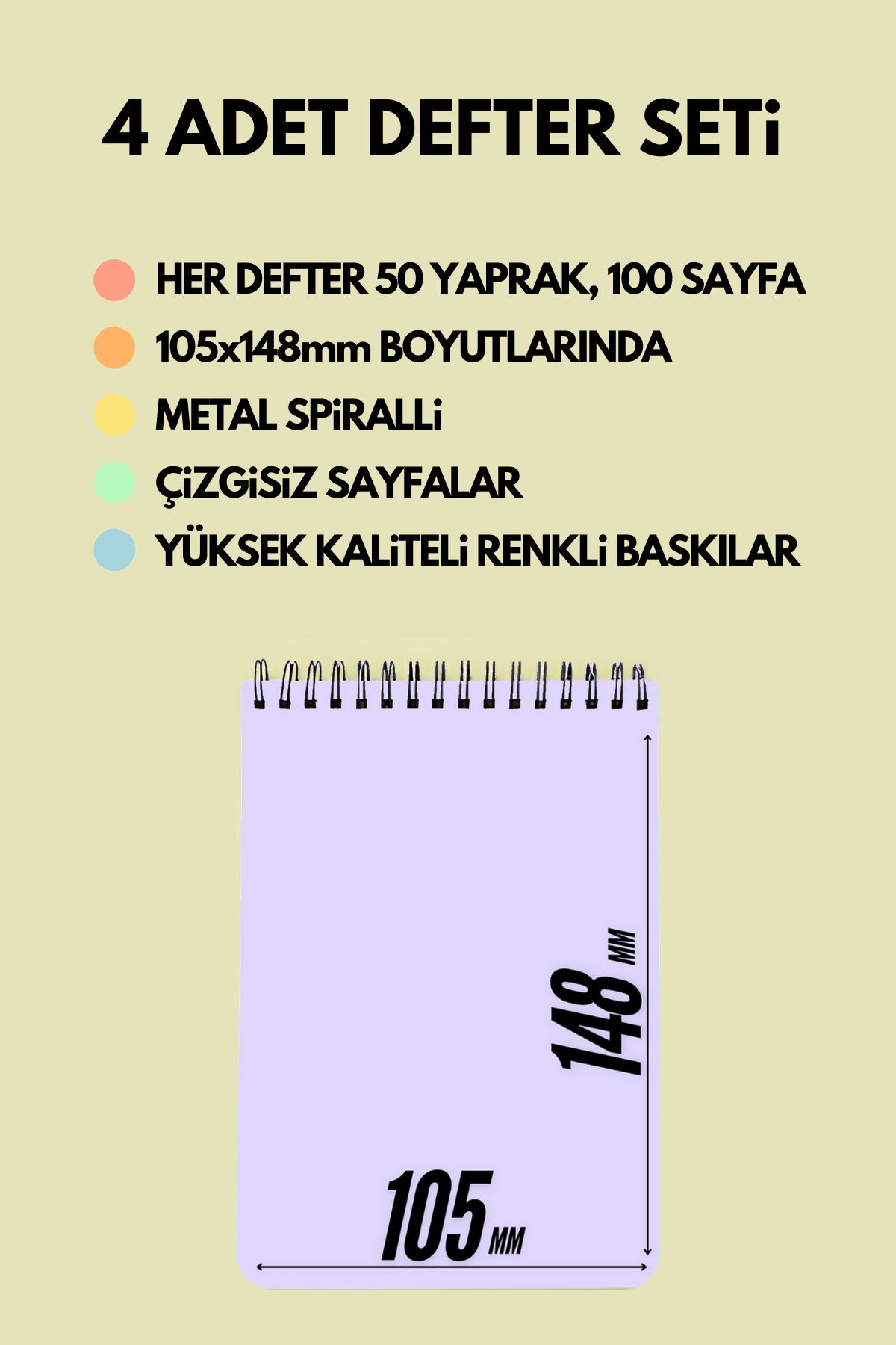 Barış Alper Yılmaz Napmışımkine A6 Boy 4'lü Defter Seti - Not Defteri Notepad Bloknot - Çizgisiz