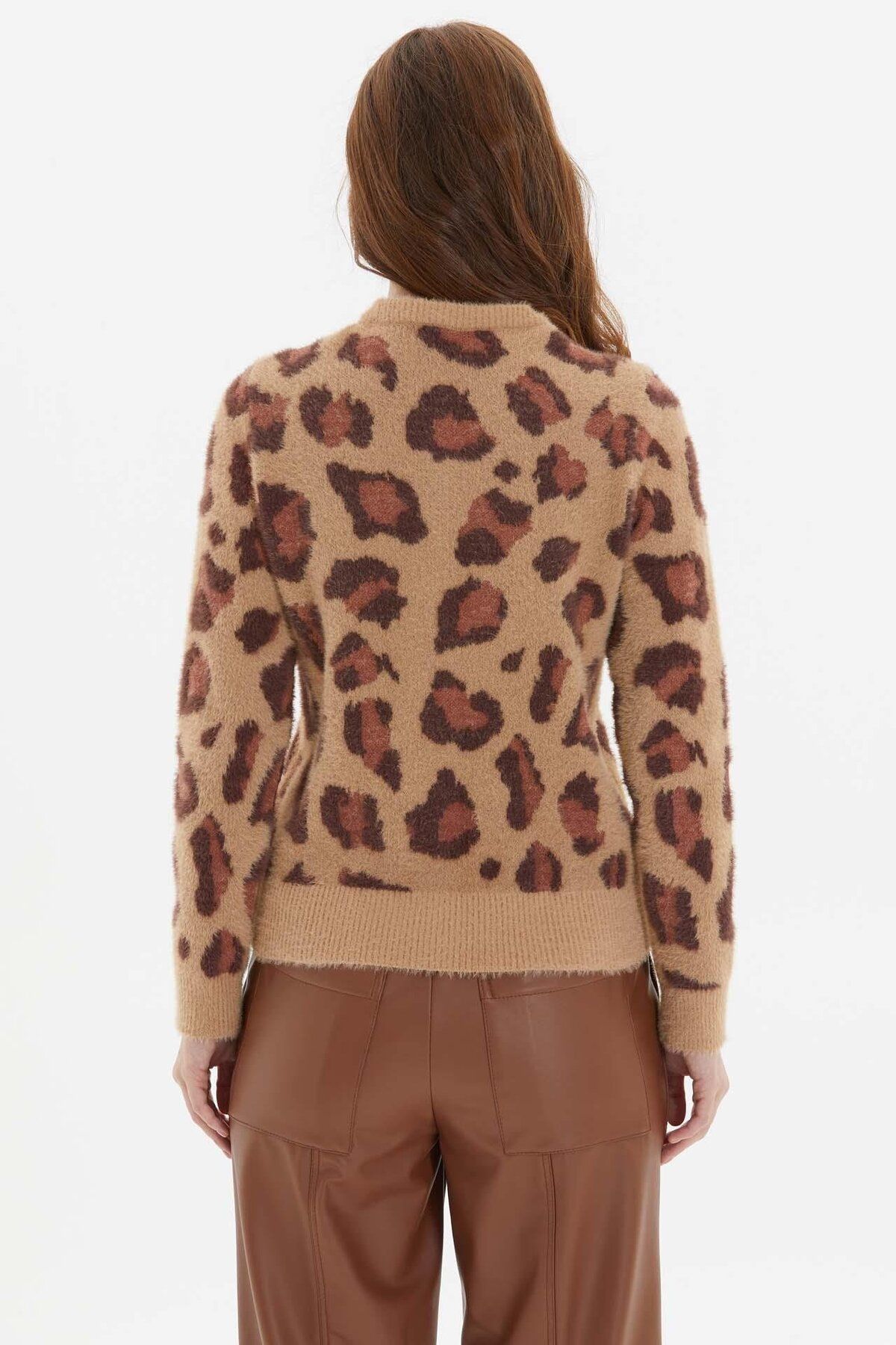 Leopar Desen Hırka CAMEL