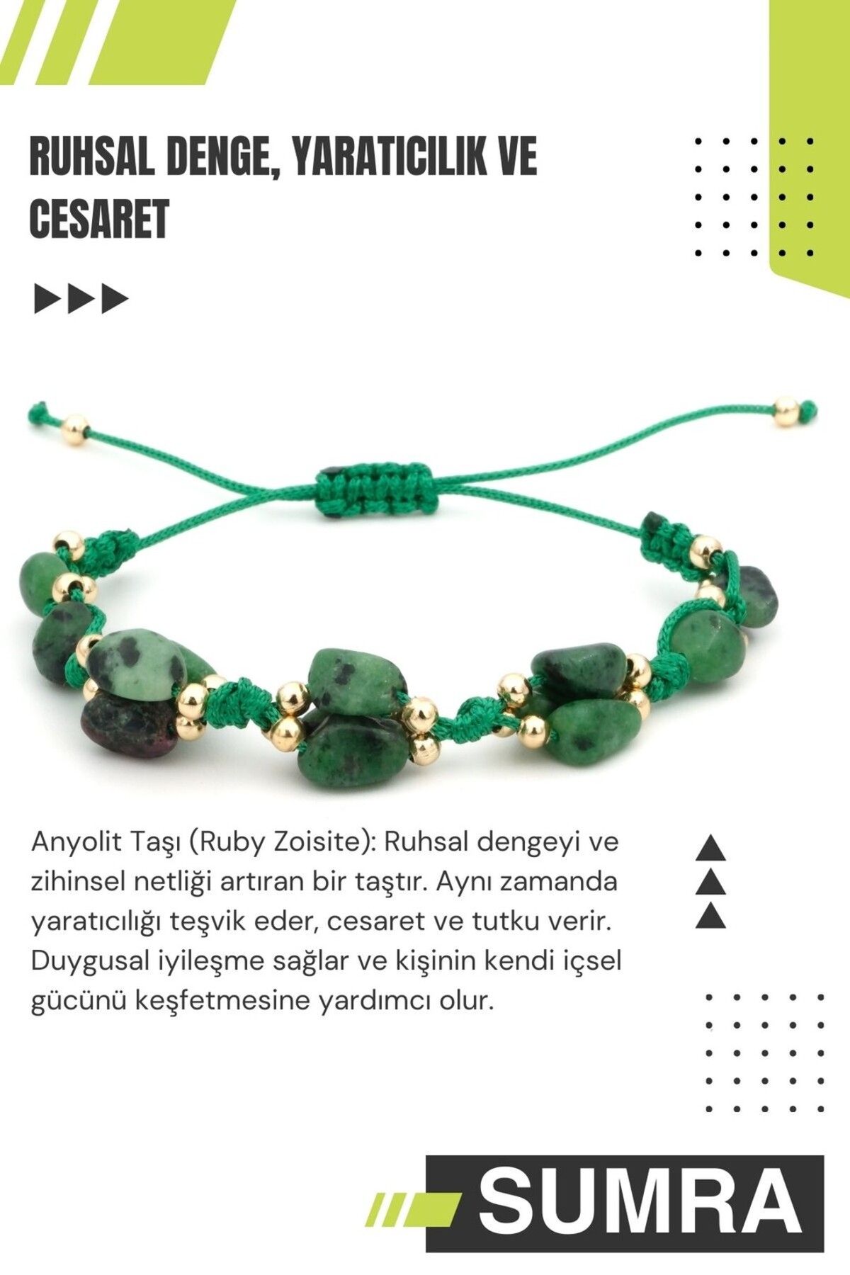 SUMRA Anyolit Taşı (RubyZoisite) Macrome Doğa...