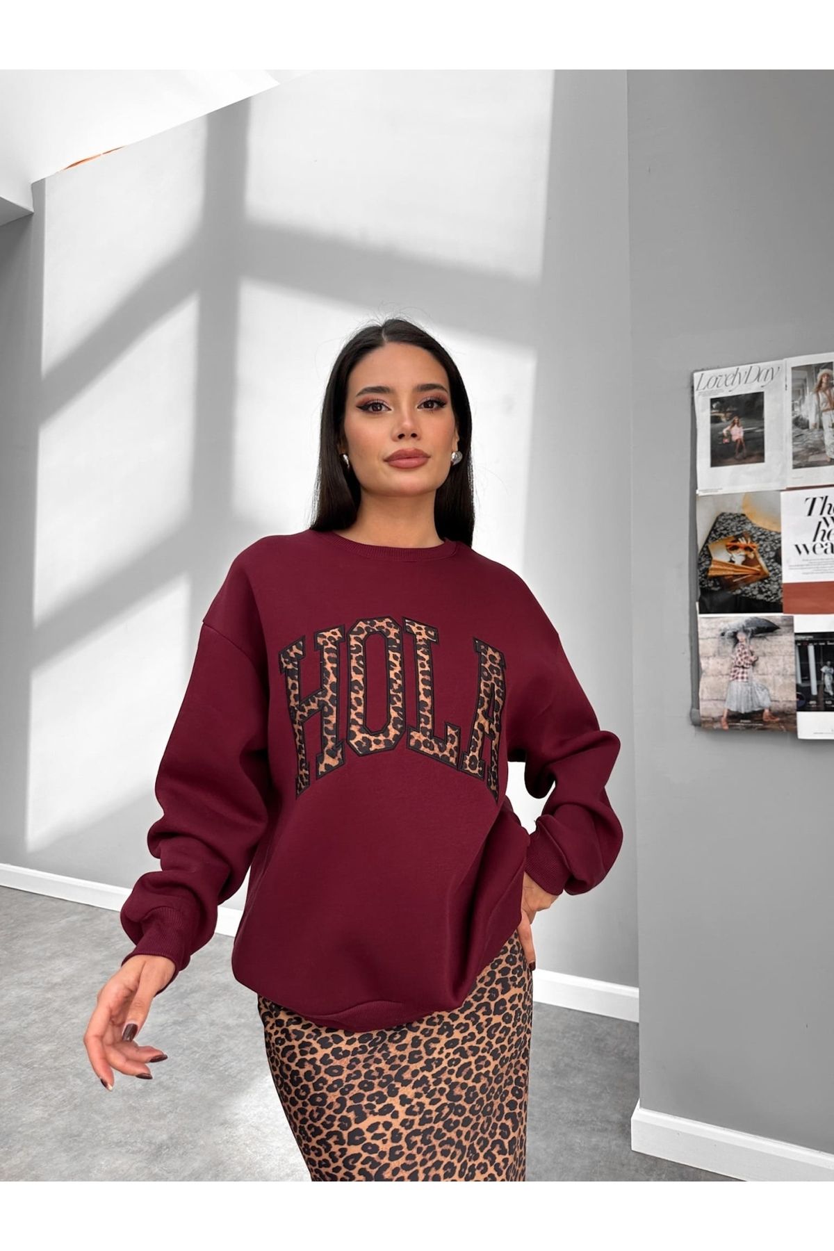 ESRAHELVACI Üç İplik ŞardonluHola Sweatshirt