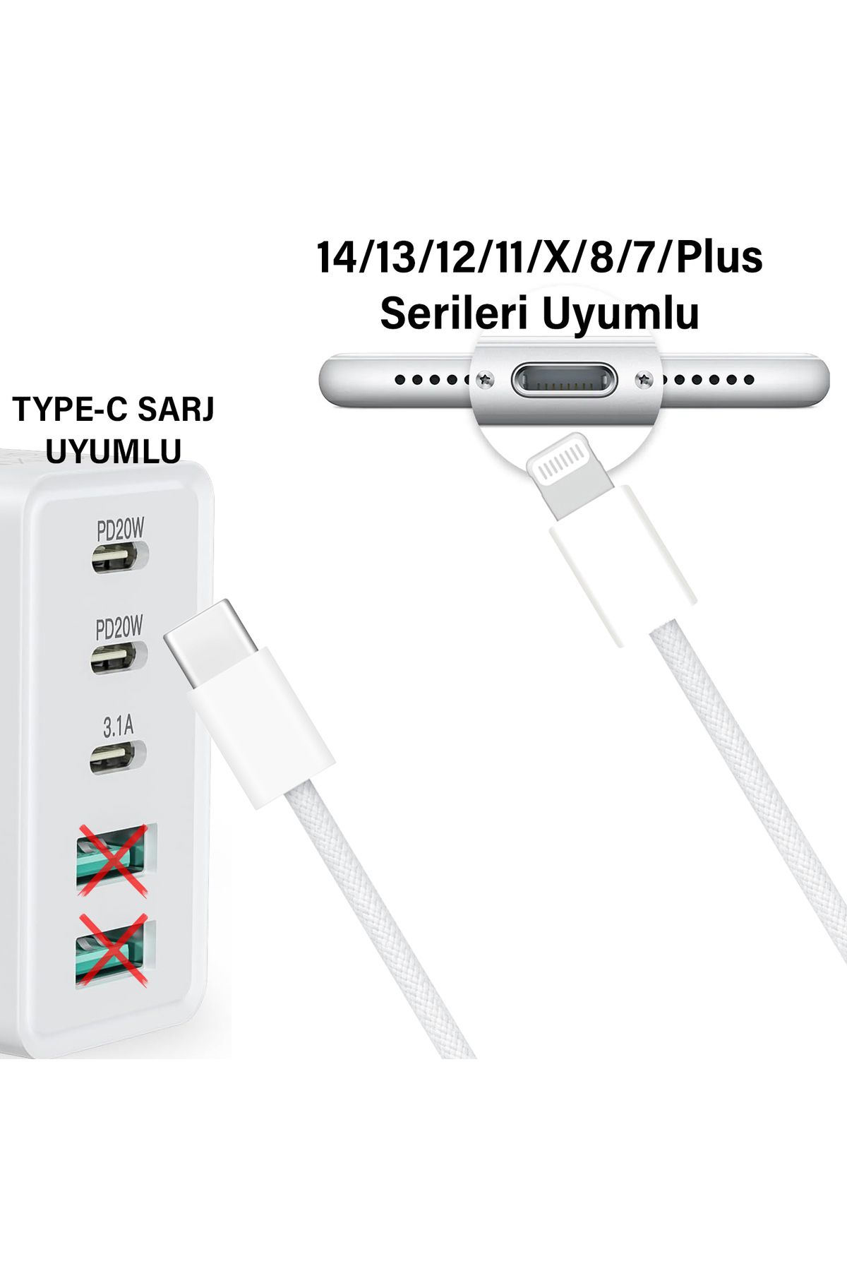 Kısa 30cm iPhone Şarj Kablosu TYPE C Lightning HIZLI iPhone 14 13 12 11 Uyumlu