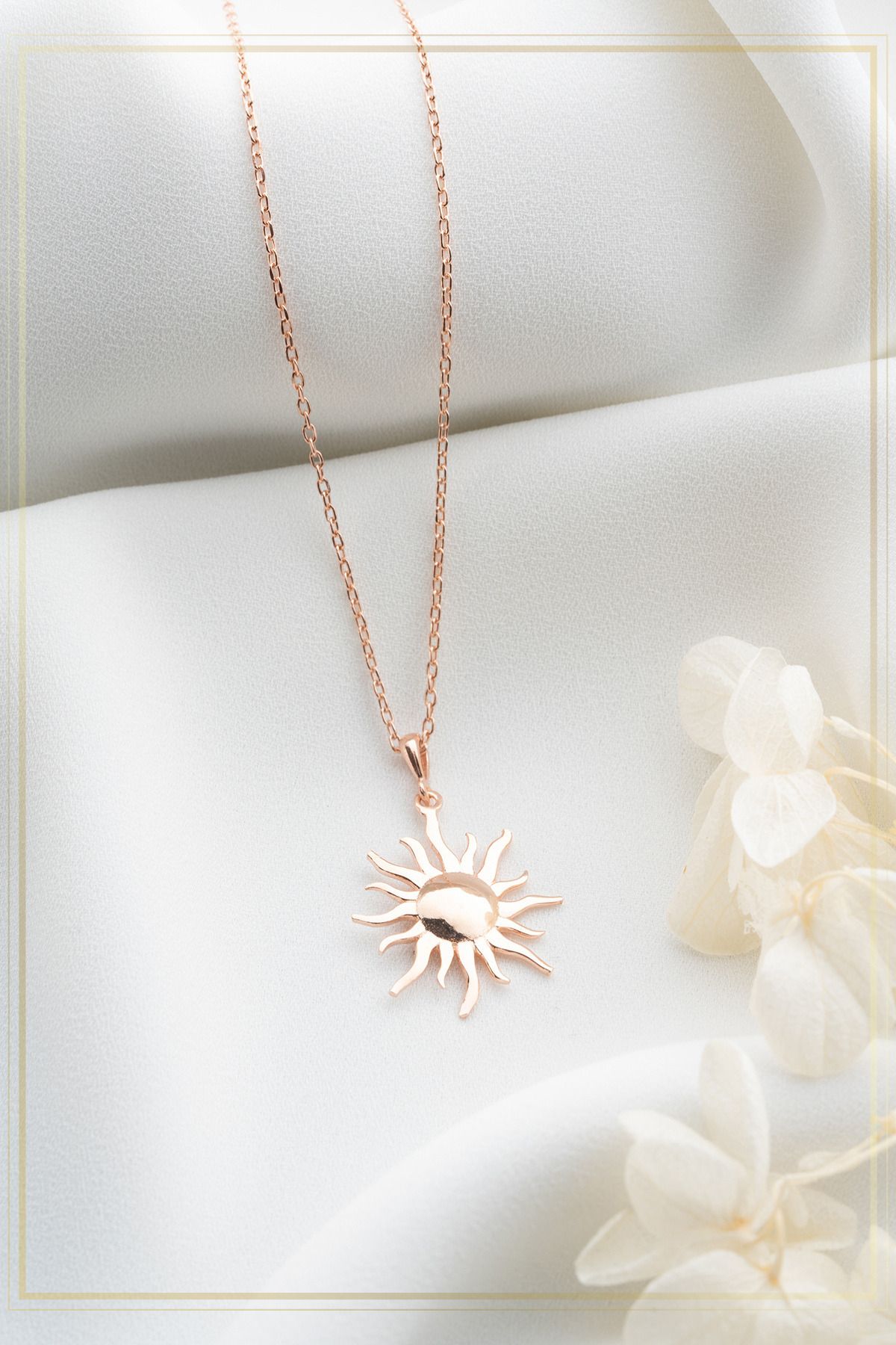 MUİ JEWELRY925 Ayar Gümüş Rosegold Güneş Koly...