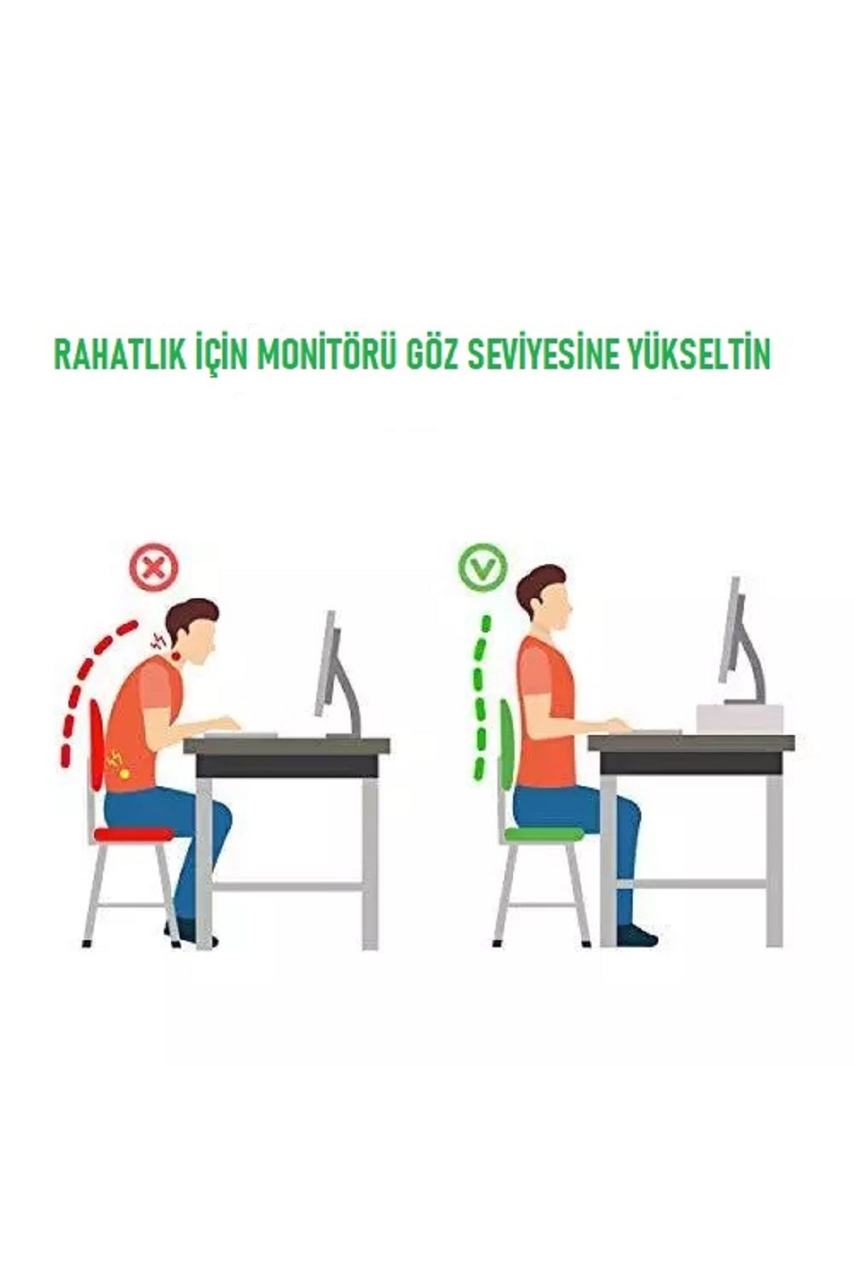 Metal Siyah Monitör Standı Masa Düzenleyici ve Monitör Yükseltici