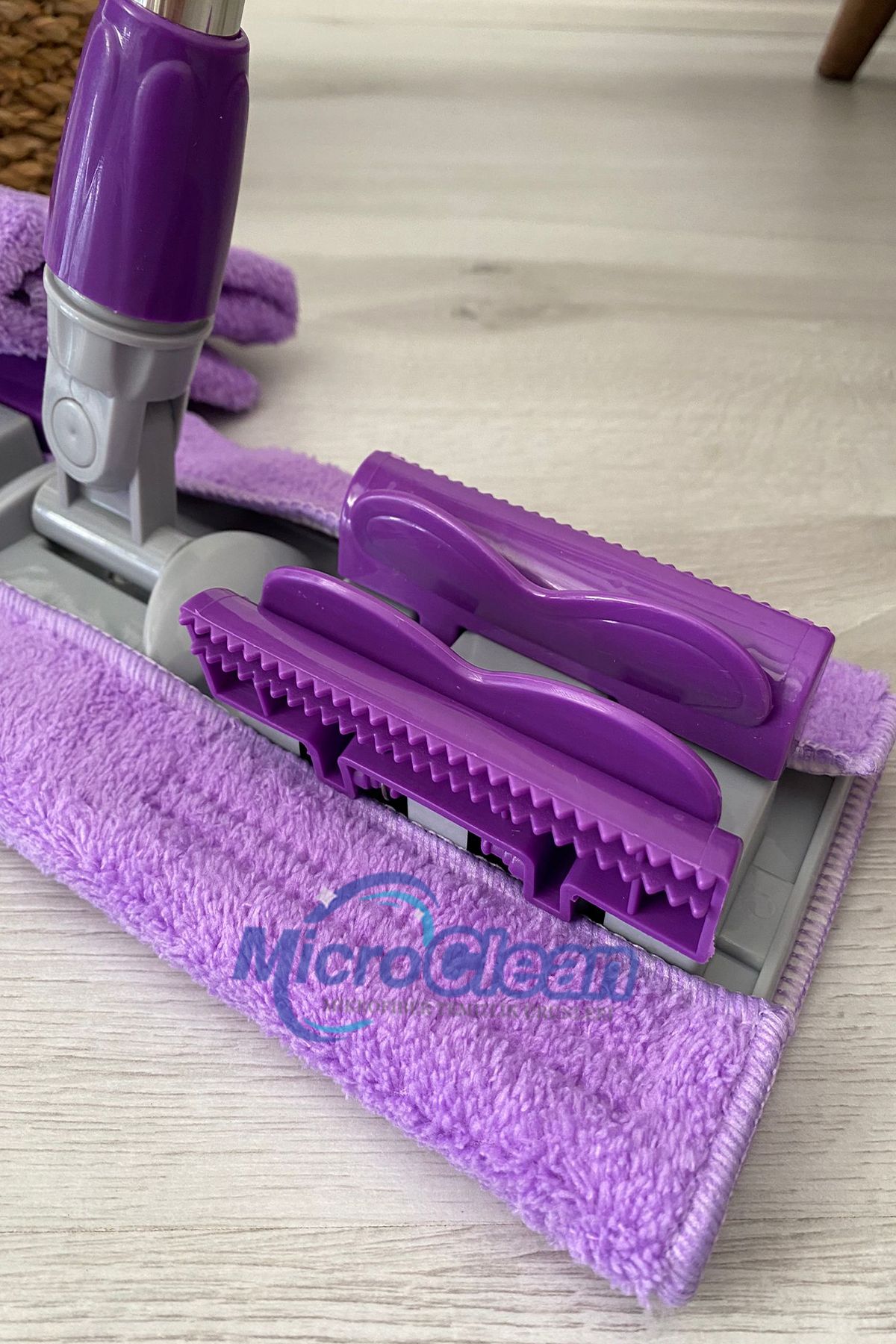 Missclean (1 ADET MOR YEDEK BEZ HEDİYELİ) Yer Mopu Yüzey Temizlik Mikrofiber Mandallı Mop