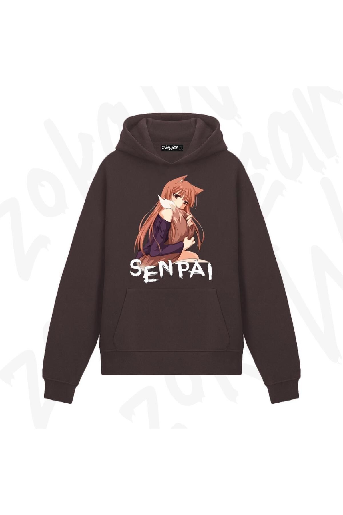 ZOKAWEAR Senpai Wolf AnimeBaskılı Kahverengi...