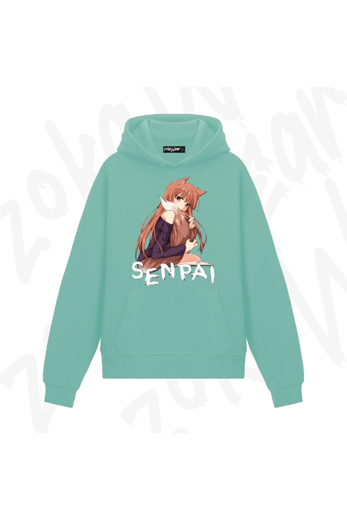 ZOKAWEAR Senpai Wolf AnimeBaskılı Su Yeşili S...