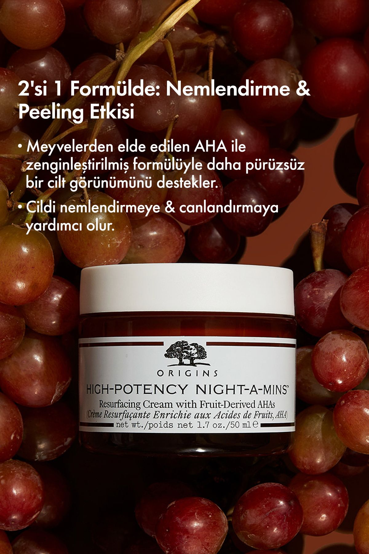 High-potency Night-a-mins™ Meyve Özlü Aha Içeren Peeling Etkili Yağsız Krem 50 ml