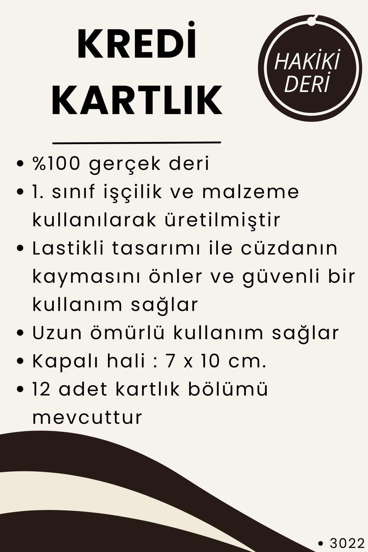 %100 Hakiki Deri Unisex Siyah Lastikli Dikey Kartlık