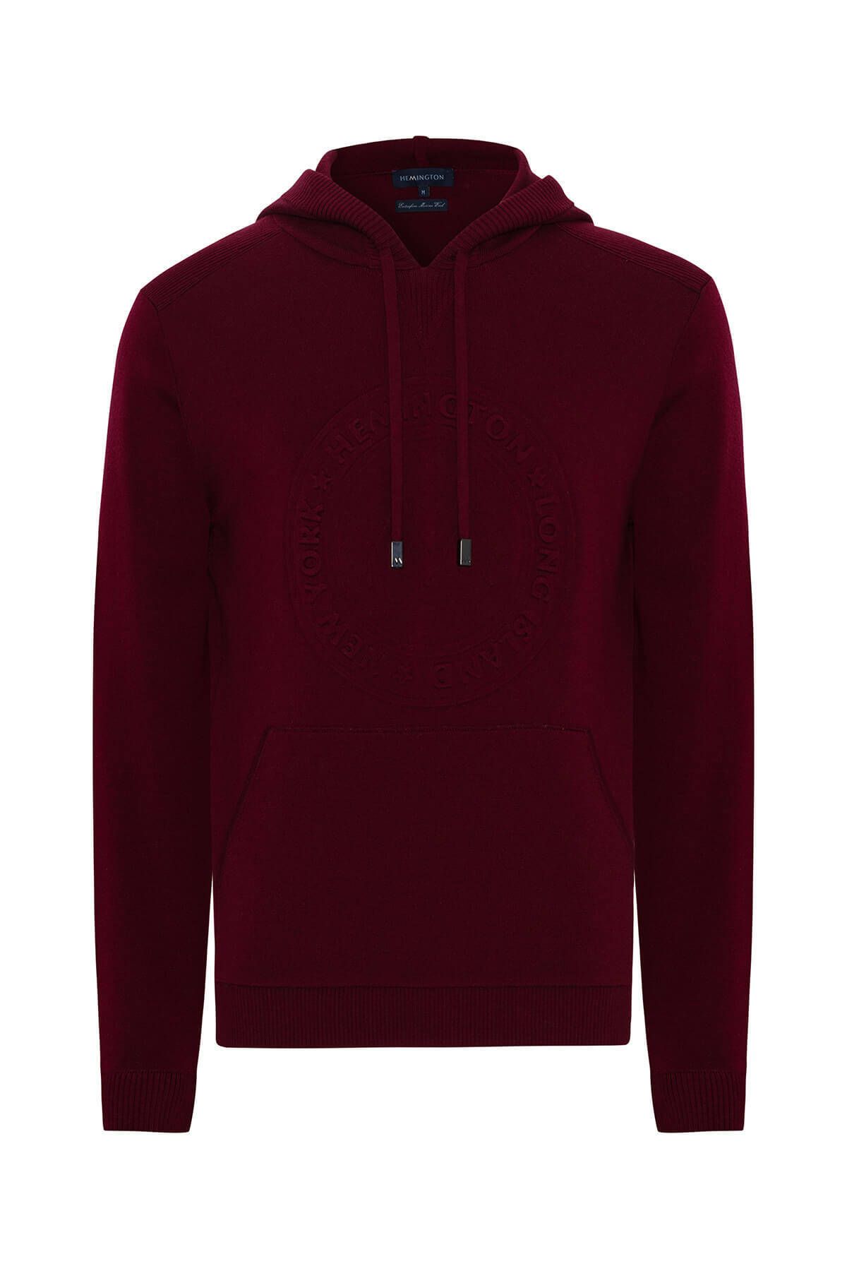 M Logolu Kapüşonlu Bordo Hoody