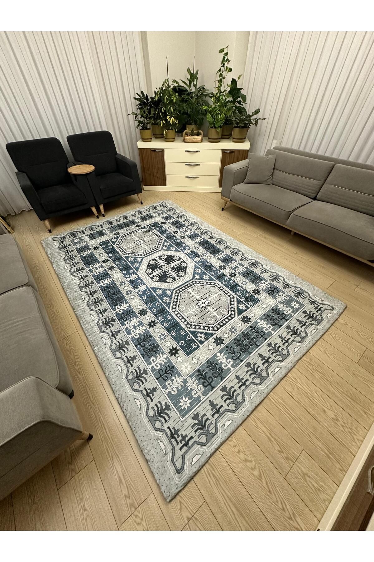 Süngersiz Halı Örtüsü - Lastikli - Yıkanabilir - Dijital Baskı - Ölçü 6m² 200x300 Cm Sahra