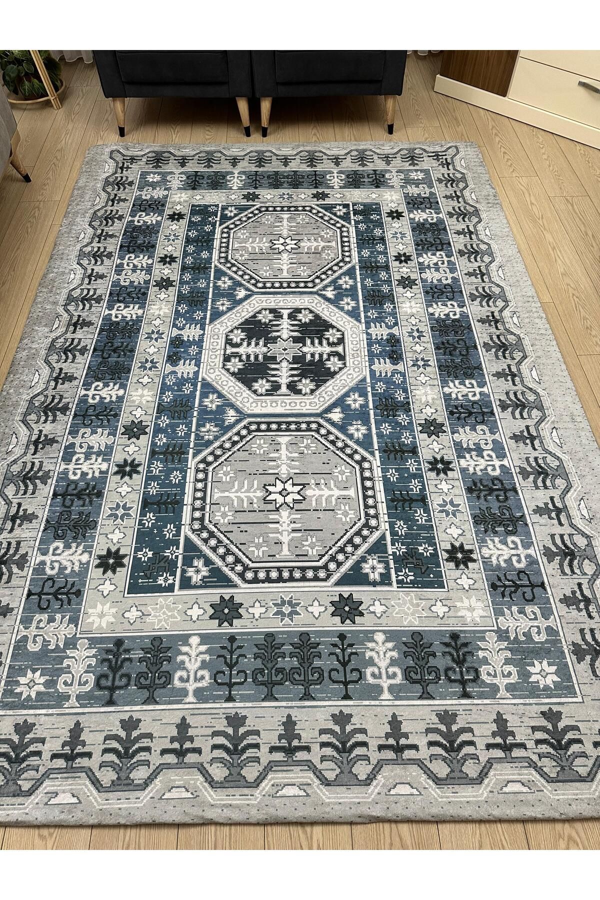 Süngersiz Halı Örtüsü - Lastikli - Yıkanabilir - Dijital Baskı - Ölçü 6m² 200x300 Cm Sahra