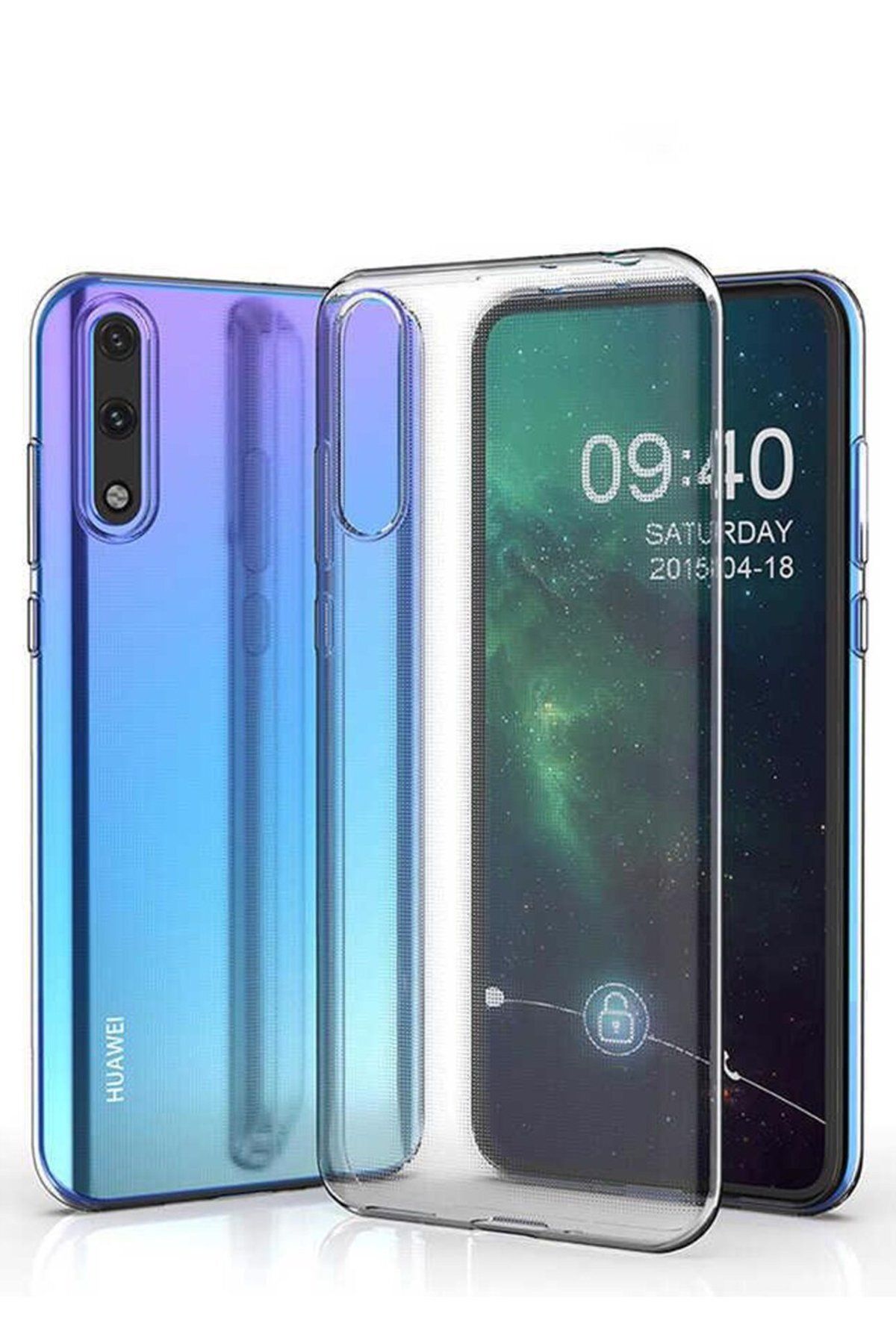 HappyCaseHuawei P Smart SKılıf  Şeffaf Yumuşa...