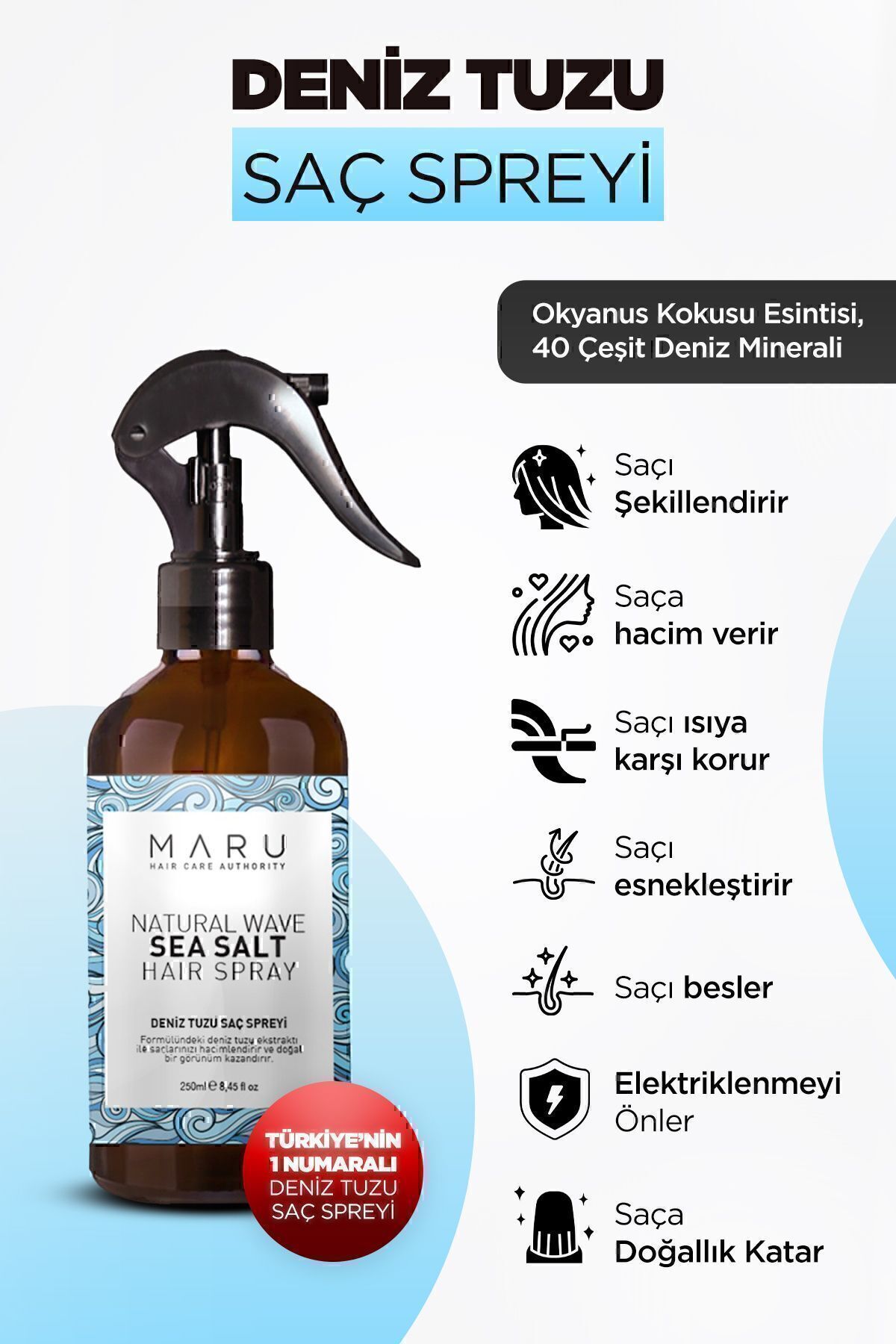 Hacim Ve Dolgunluk Veren Deniz Tuzu Saç Spreyi 250 ml 8699211802453