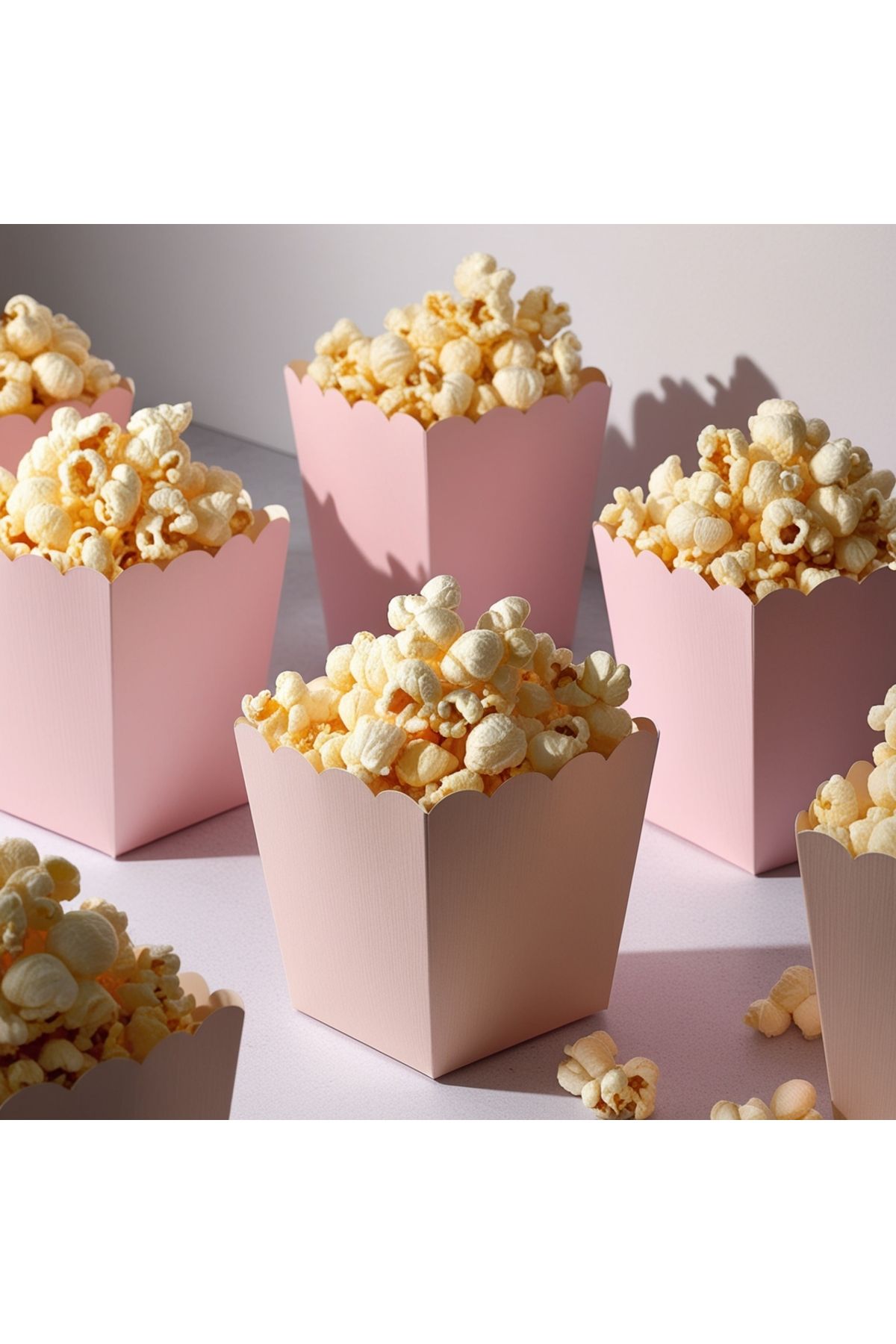 Popcorn Kutusu ( Mısır  - Cips Kutusu ) 8 Adet Pembe