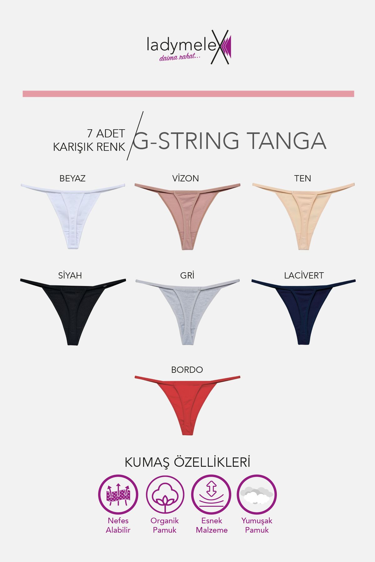 Kadın Tanga, Perfect Fall G String Tanga (S-M-L-XL) Karışık Renkli, Yumuşak Kumaş