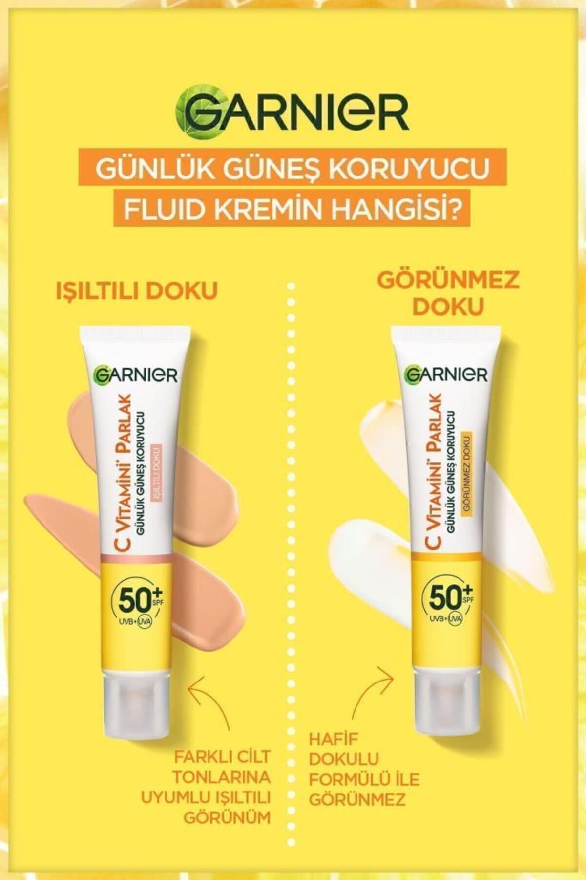 C Vitamini Parlak Günlük Uv Güneş Yüz Kremi Spf50 Işıltılı Doku 40ml +Kapitone Makyaj Çantası