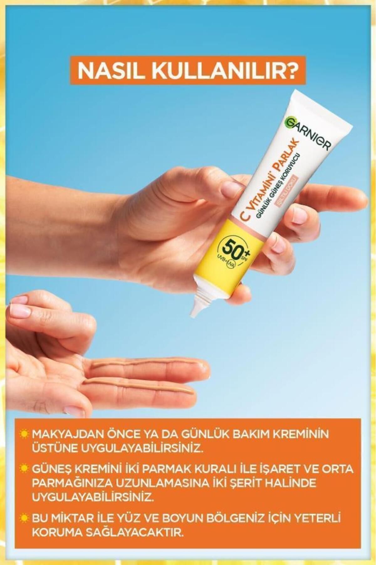 C Vitamini Parlak Günlük Uv Güneş Yüz Kremi Spf50 Işıltılı Doku 40ml +Kapitone Makyaj Çantası