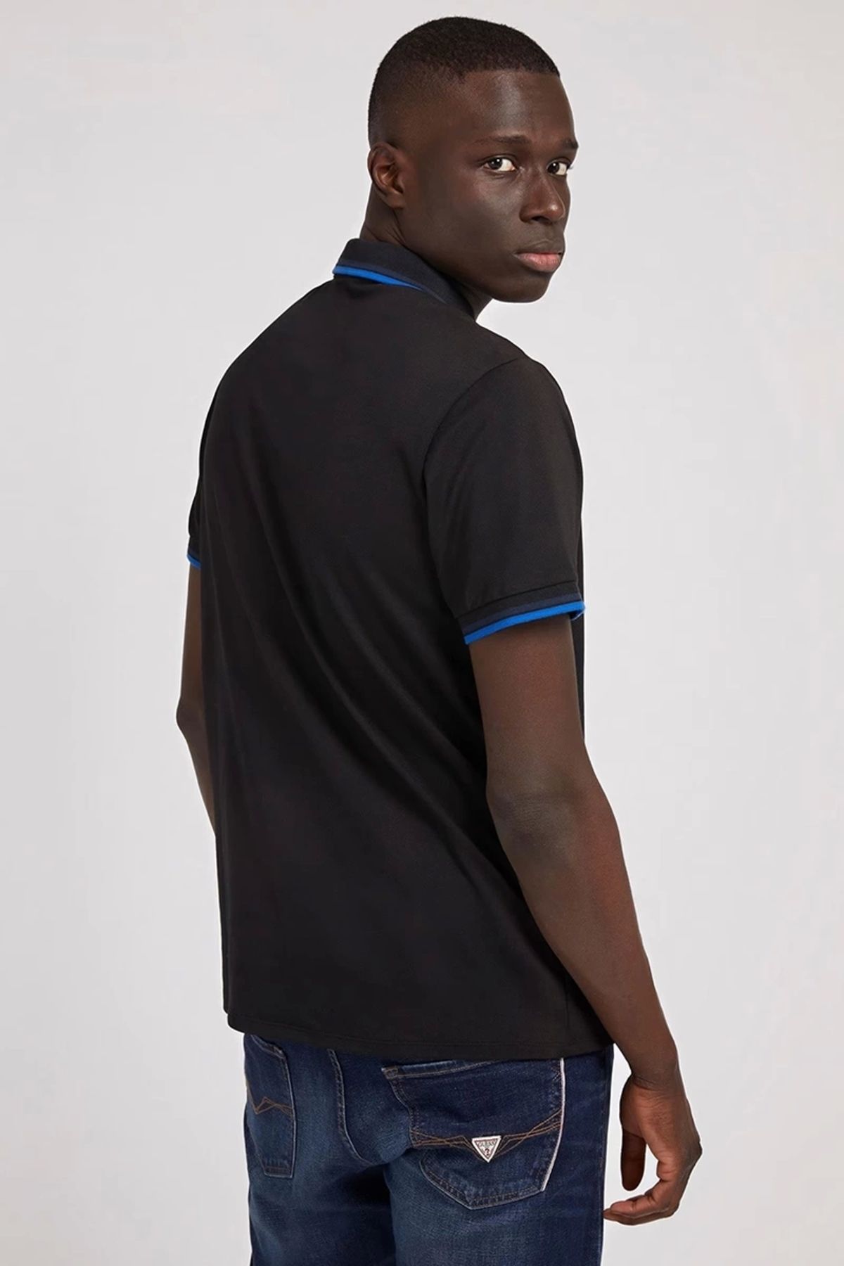 Erkek Ss Sports Pique Polo Yaka Siyah T-shirt