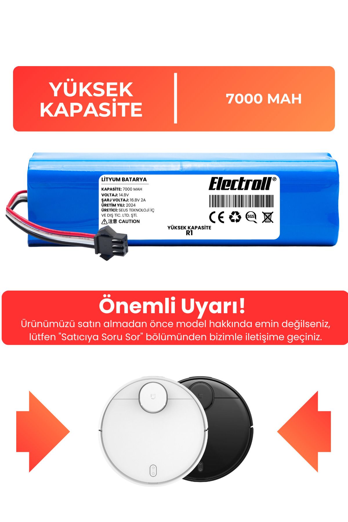 ELECTROLLLydsto R1 Batarya(YÜKSEK KAPASİTE) 7...