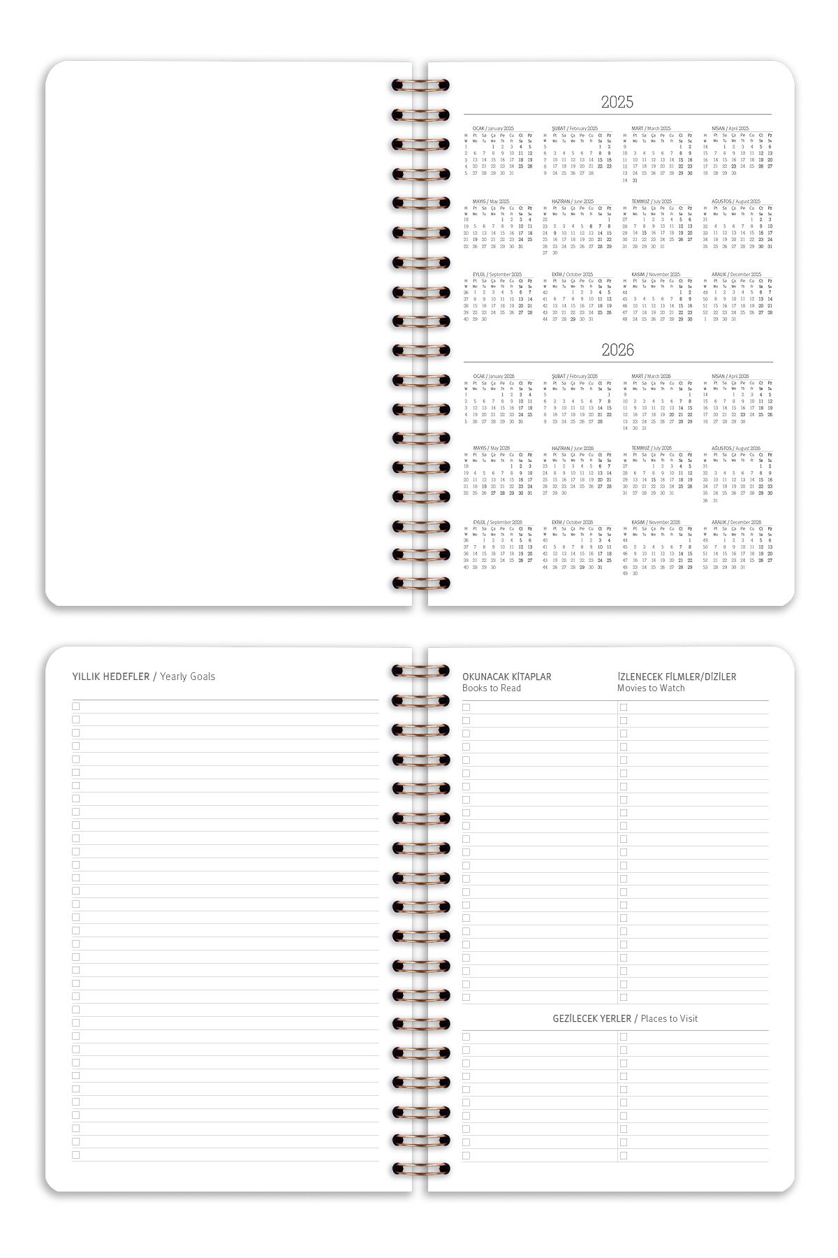2025 Yılı Günlük Spiralli Ajanda 16x24 cm - 12 Aylık