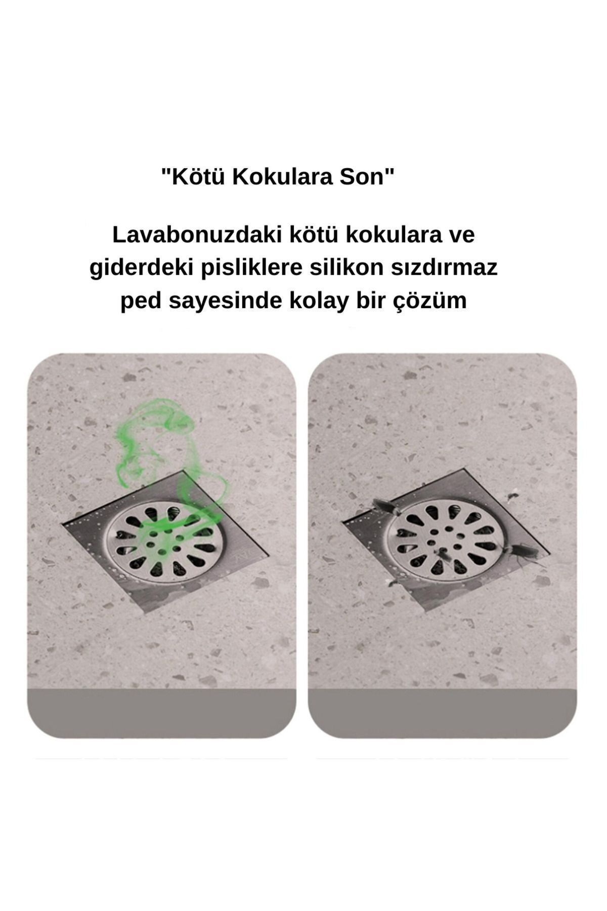 Banyo Ve Mutfak Lavabo Koku Önleyici Gider Koruyucu Silikon Sızdırmaz Ped Gri