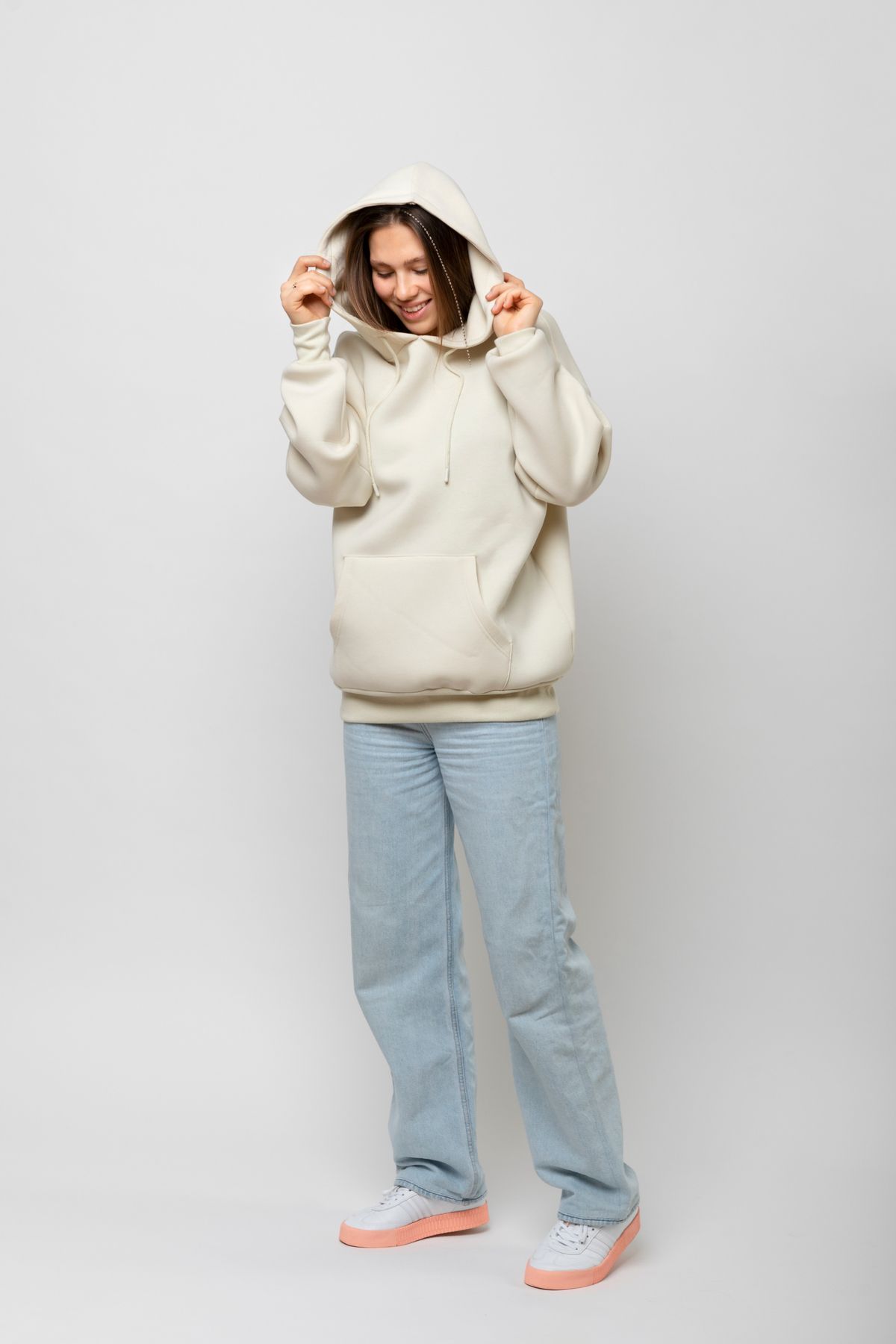 Unisex Oversize Kanguru Cep Detaylı Fermuarsız Sweat