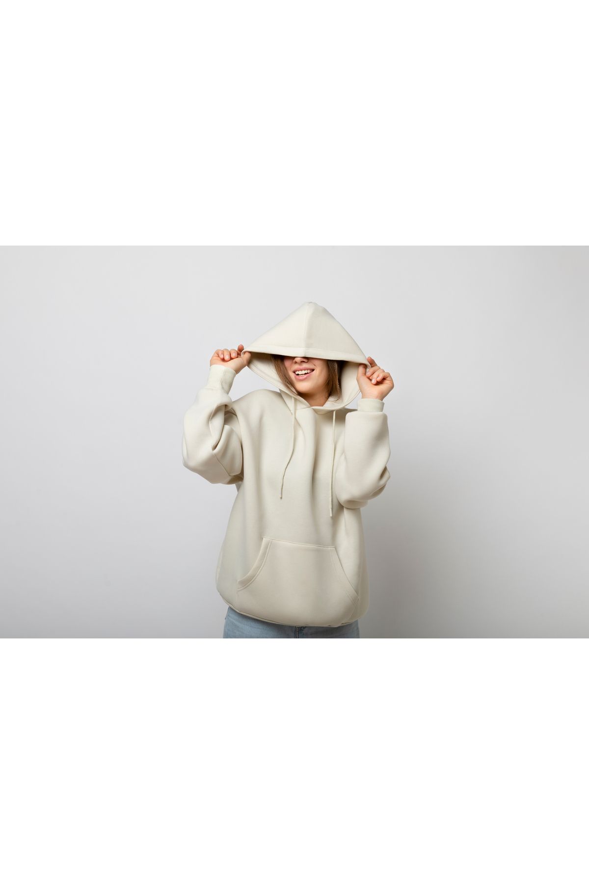 Unisex Oversize Kanguru Cep Detaylı Fermuarsız Sweat