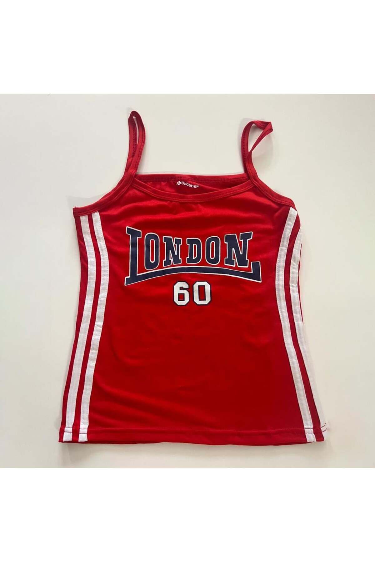 Kırmızı Retro London Jersey Askılı Kadın T-Shirt