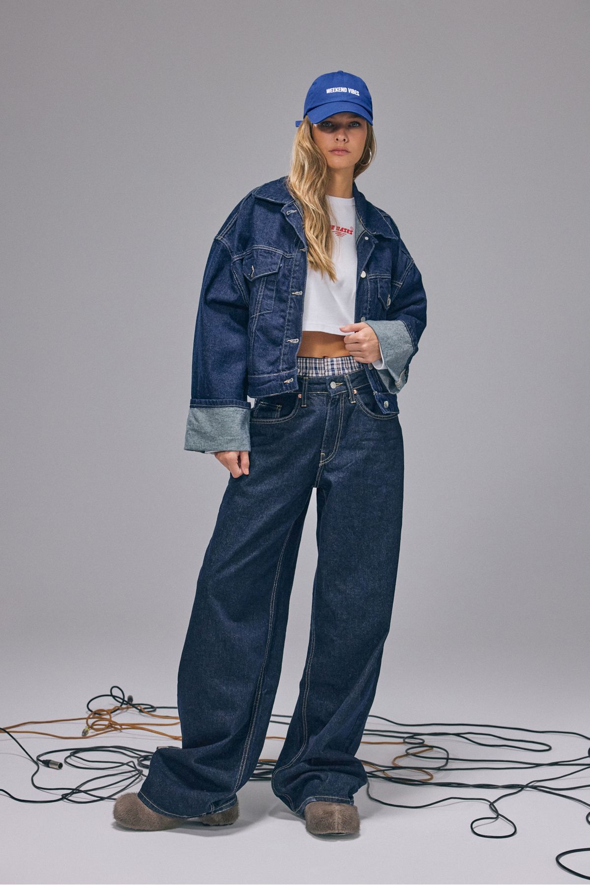 Bases Lacivert Oversize DenimCeket