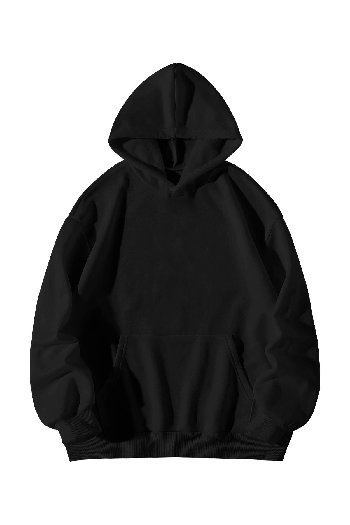 Kadın Erkek Siyah Brutal Falling Angel Baskılı Oversize Kapşonlu Kanguru Cepli Sweatshirt Hoodie